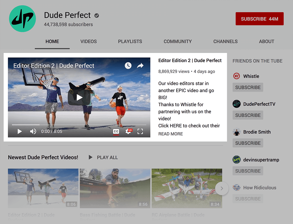 Dude Perfect – Featured section