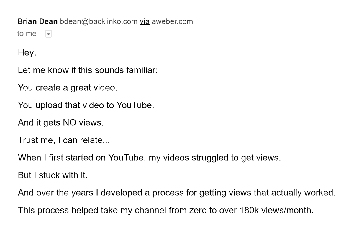 Email describes why your video is important