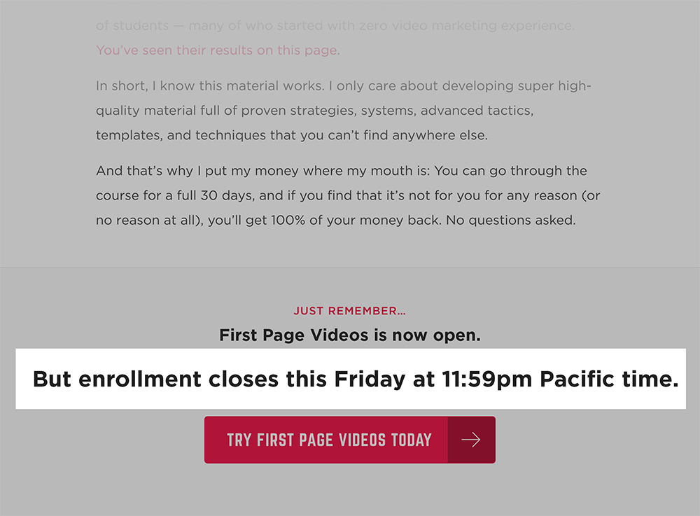 Limited-time enrollment