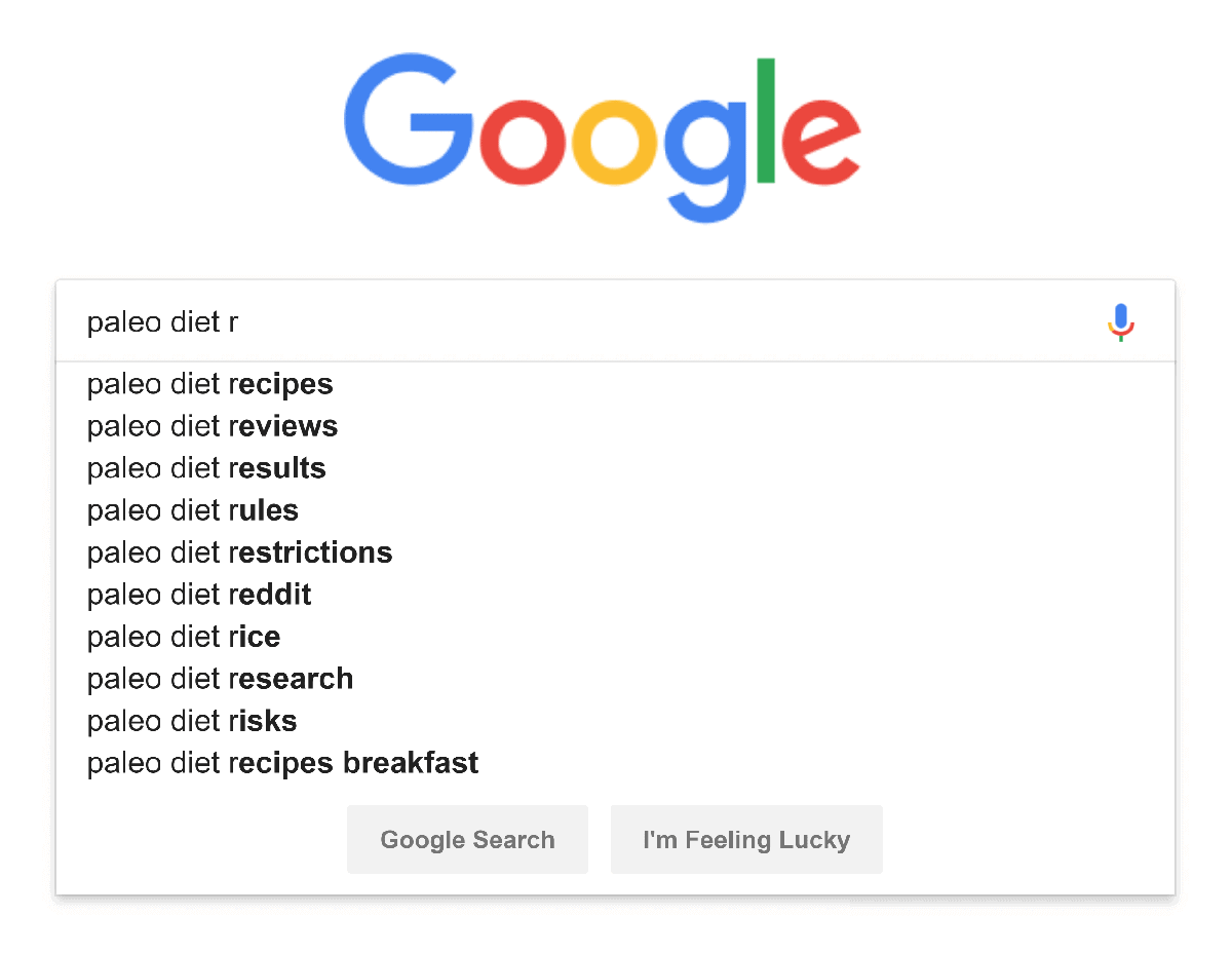 谷歌 – 自动完成 – “paleo diet r”