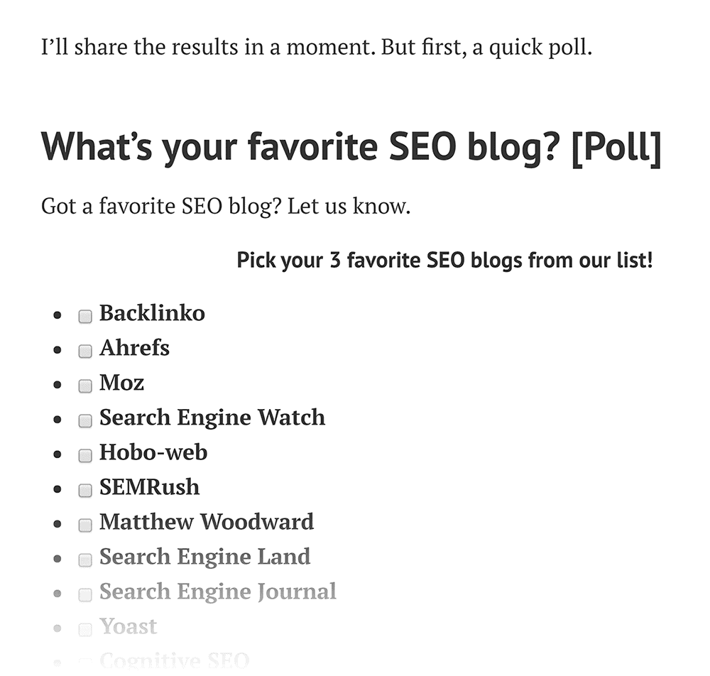 Ahrefs – Poll on favourite SEO blogs post