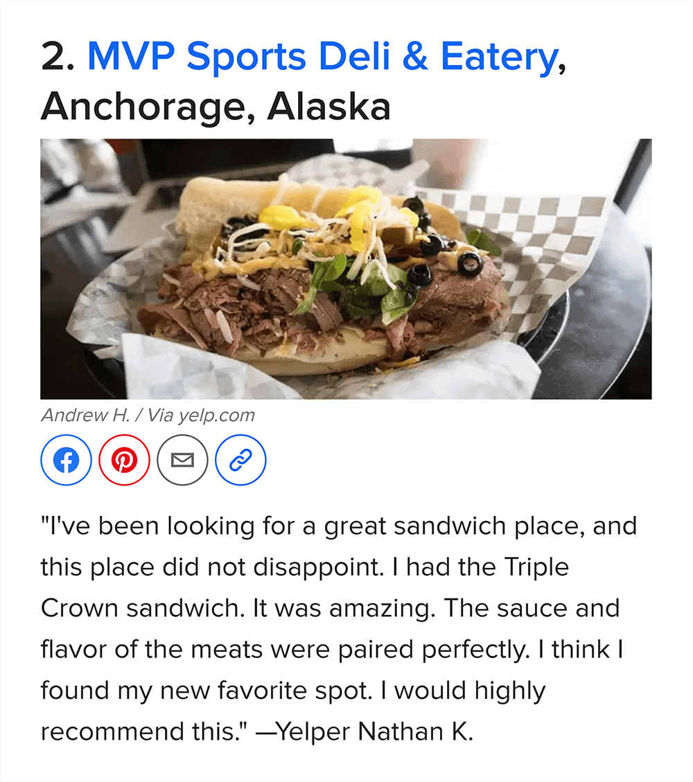 BuzzFeed – Article with Yelp reviews