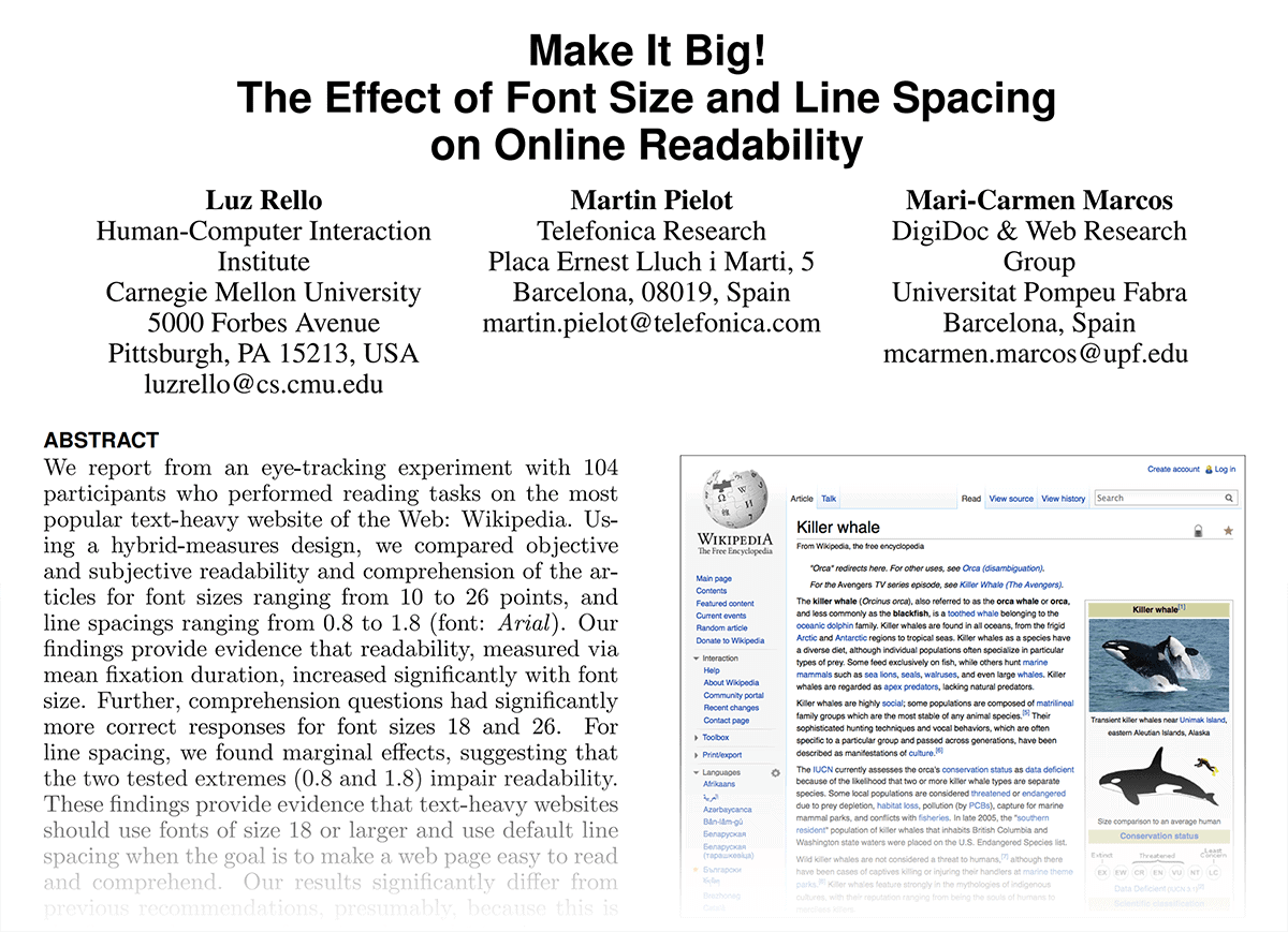 Carnegie Mellon University – Study on font size