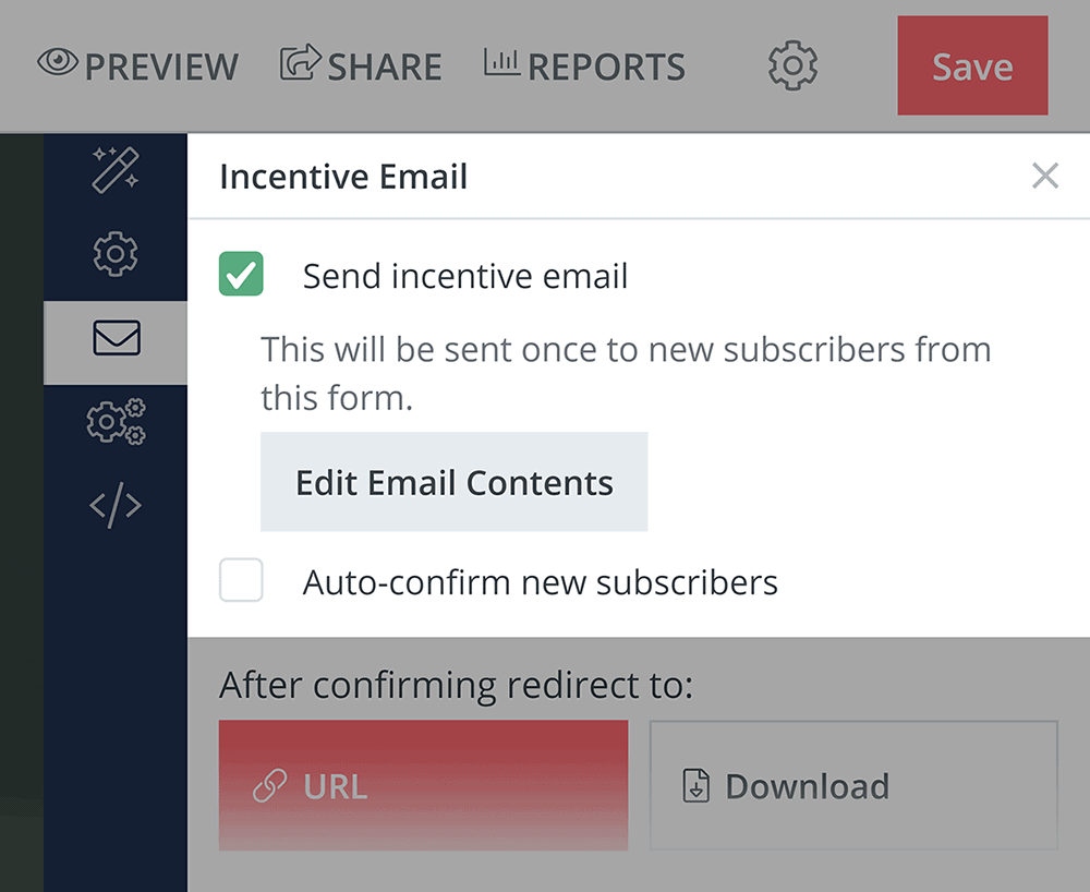 ConvertKit – Incentive email