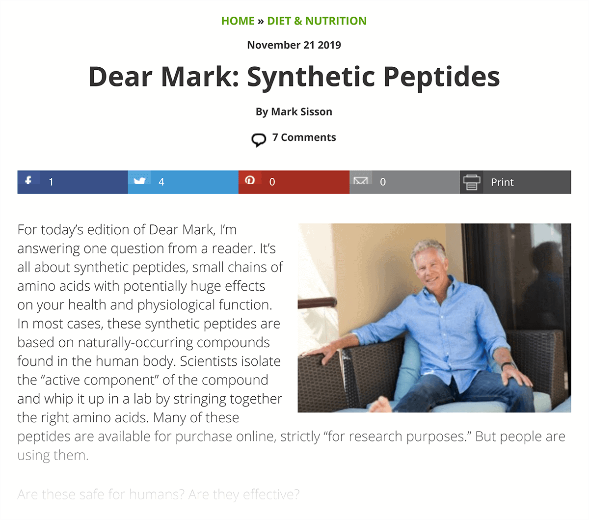 Mark&#039;s Daily Apple – Dear Mark section