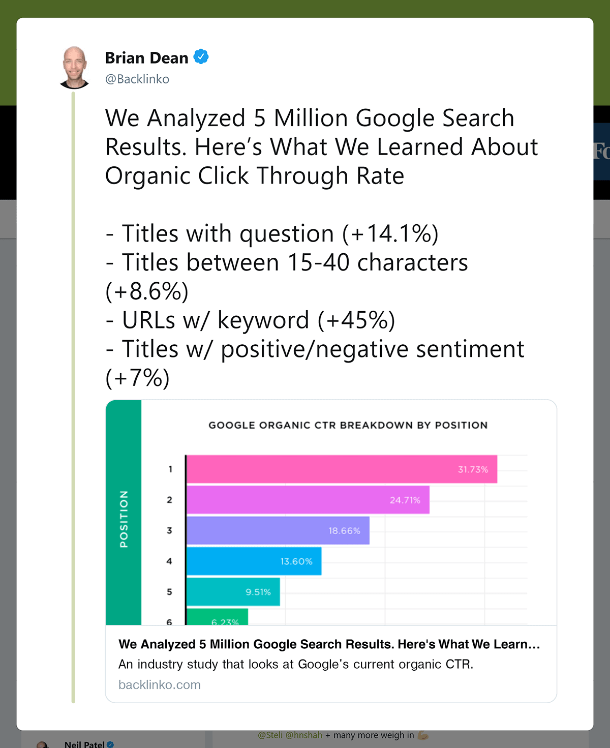 Outlining study results in a tweet