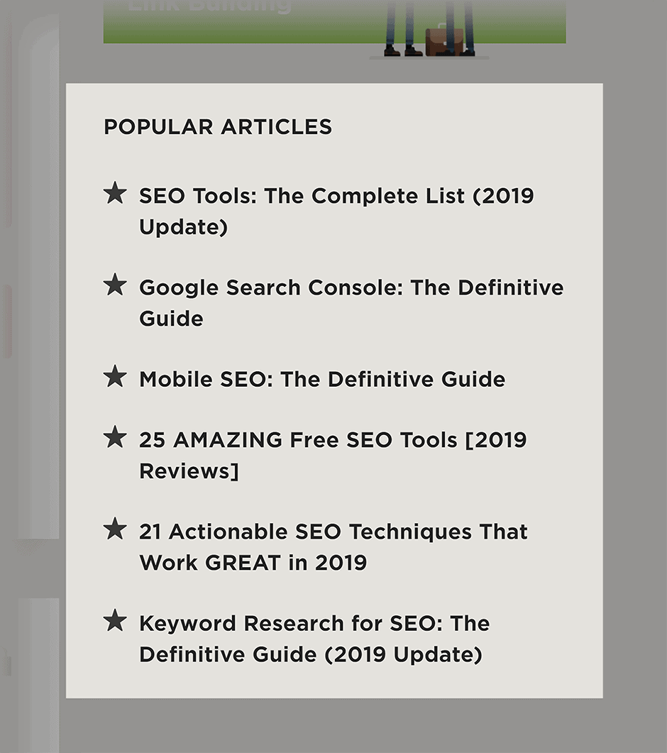 Popular articles on Backlinko blog