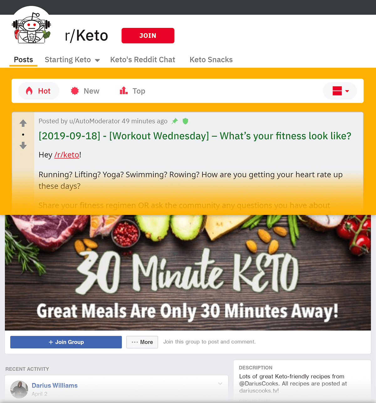 Reddit and Facebook keto groups