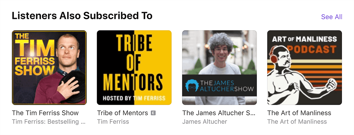 "Similar podcasts" section on iTunes