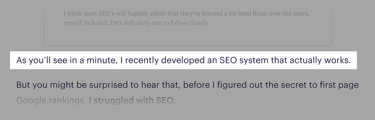 Slippery slide – Example on landing page