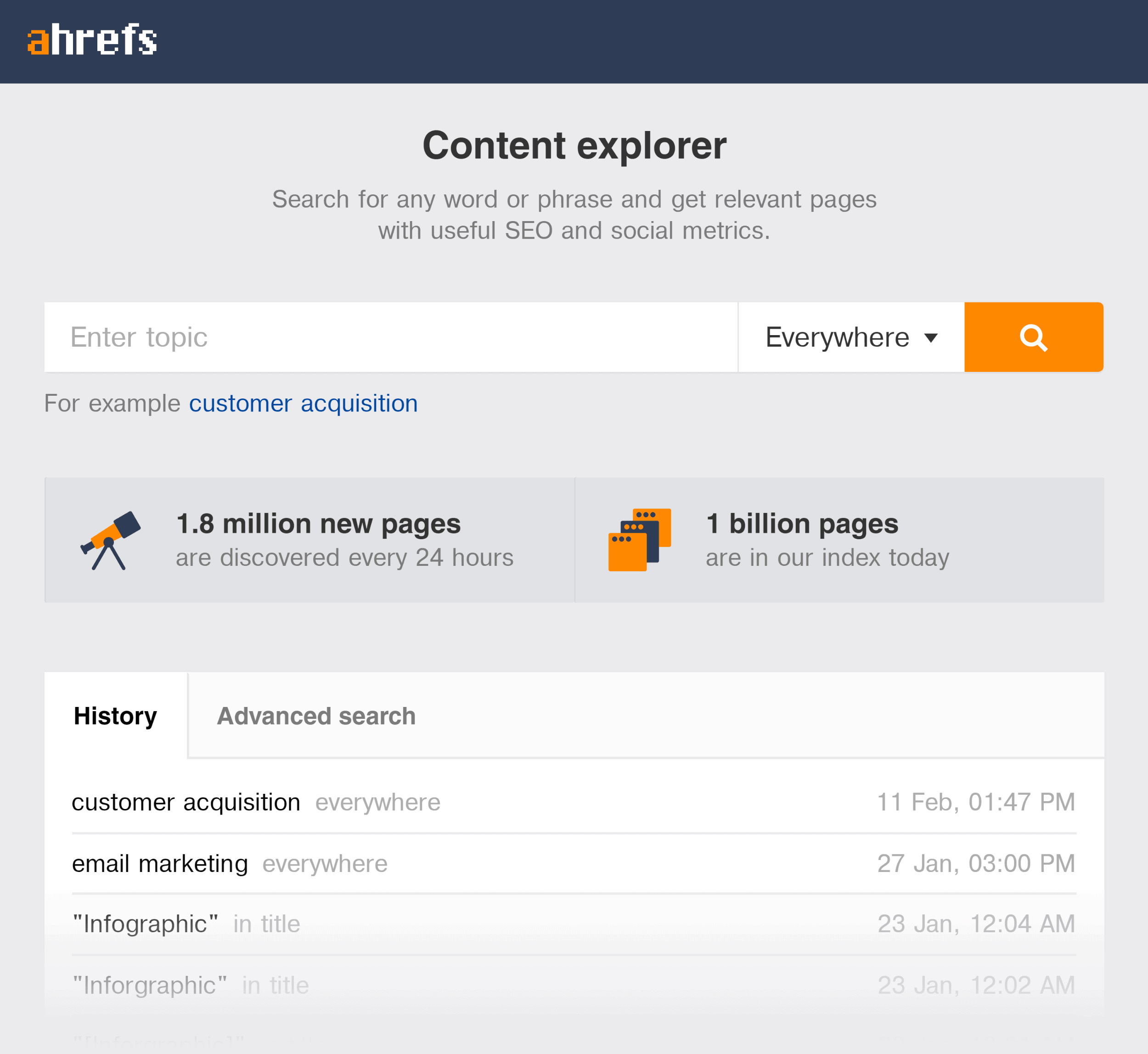 Ahrefs – Content explorer Ahrefs – Content explorer