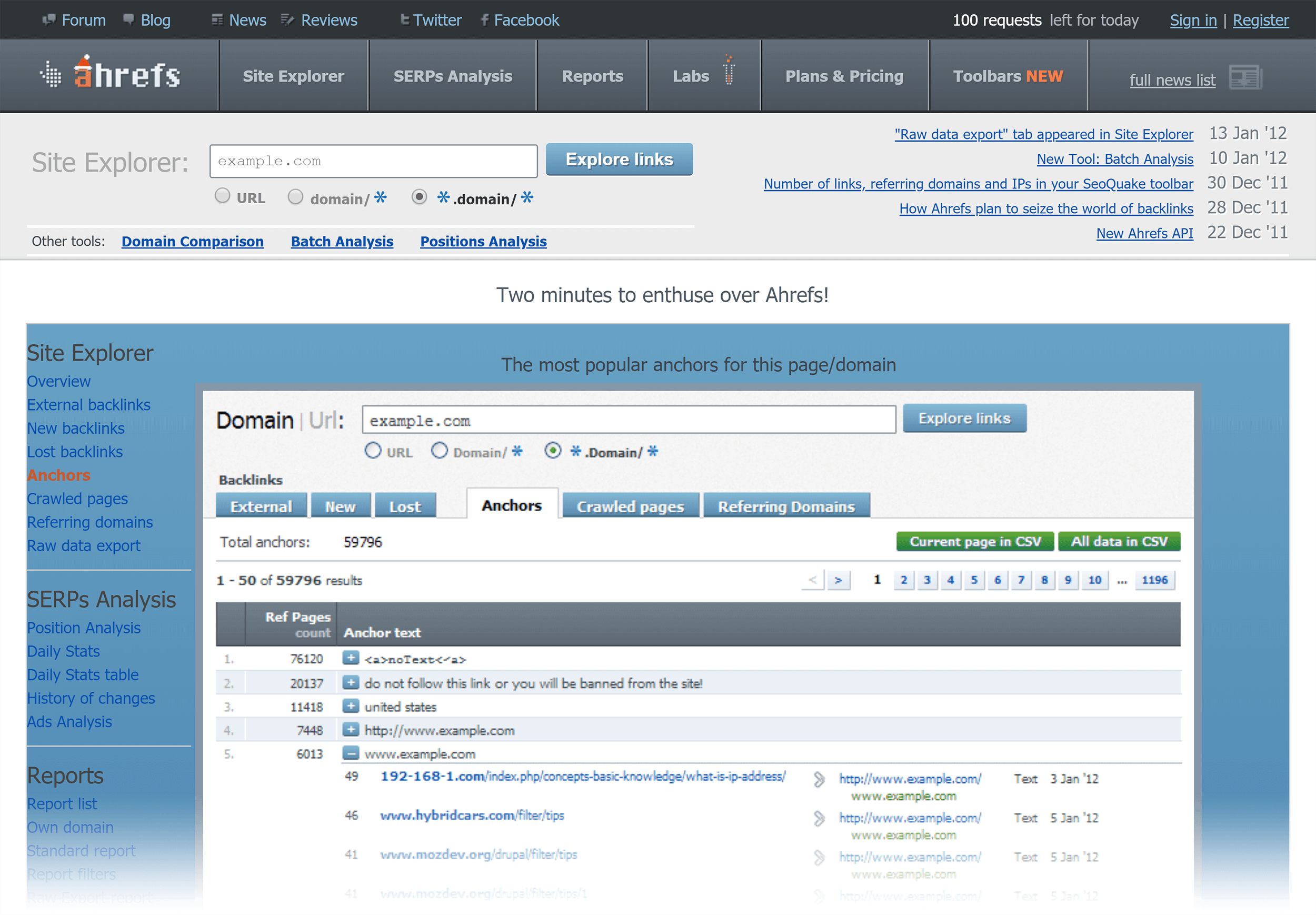 Ahrefs – หน้าแรกเก่า