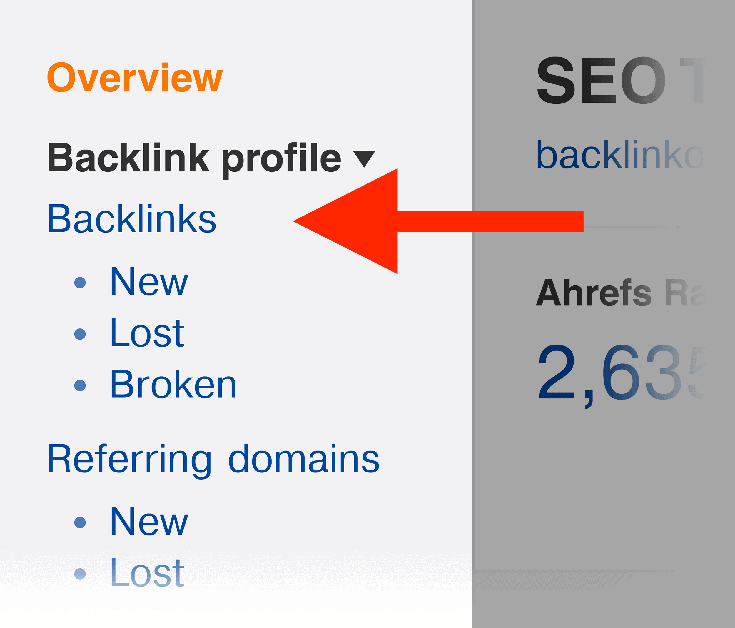 Ahrefs – Site explorer – เมนูลิงก์ย้อนกลับ