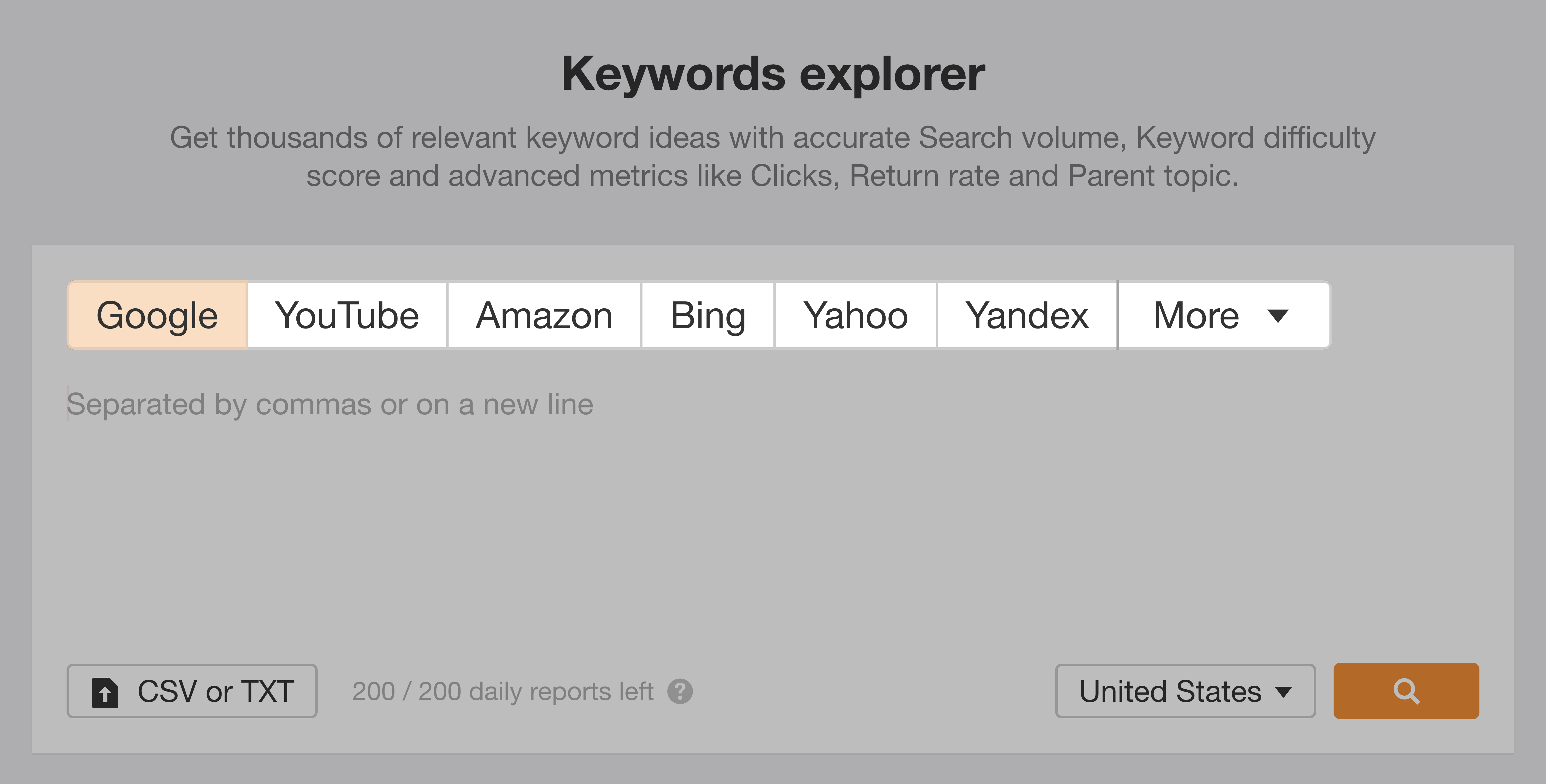 Ahrefs – Keywords Explorer Search Options