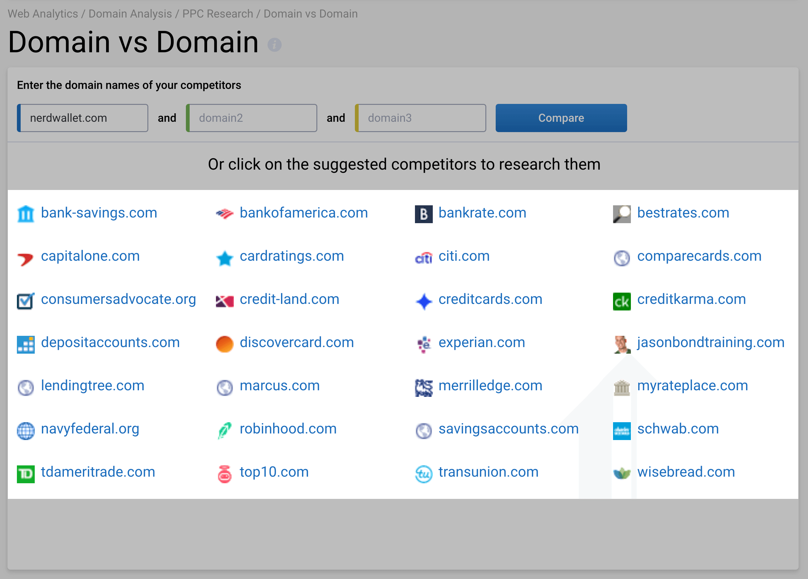 Serpstat – Domain VS Domain Competitors