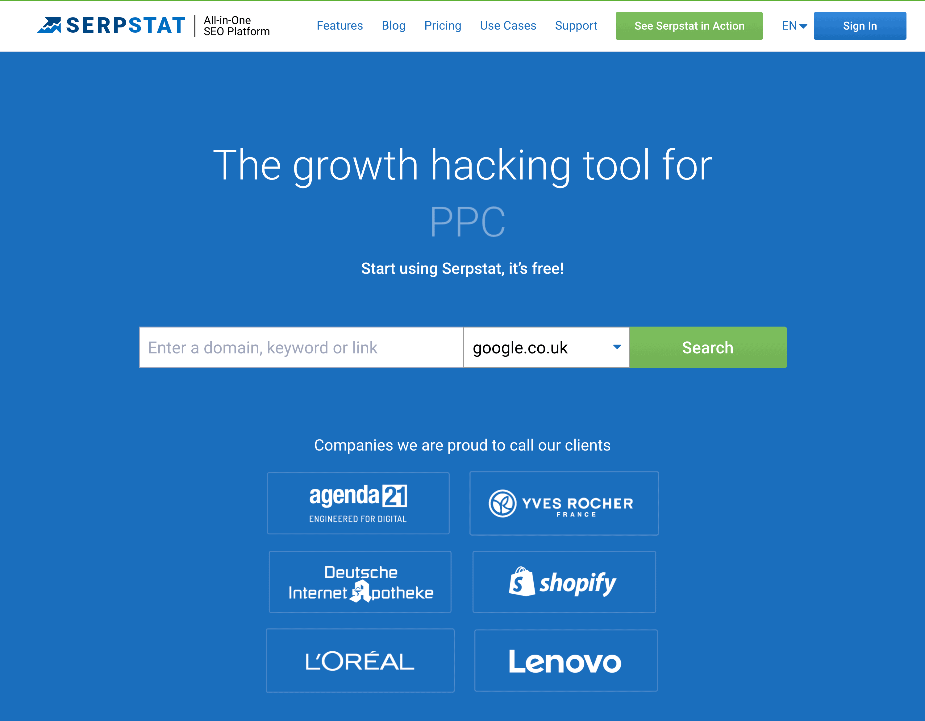 Serpstat – página inicial