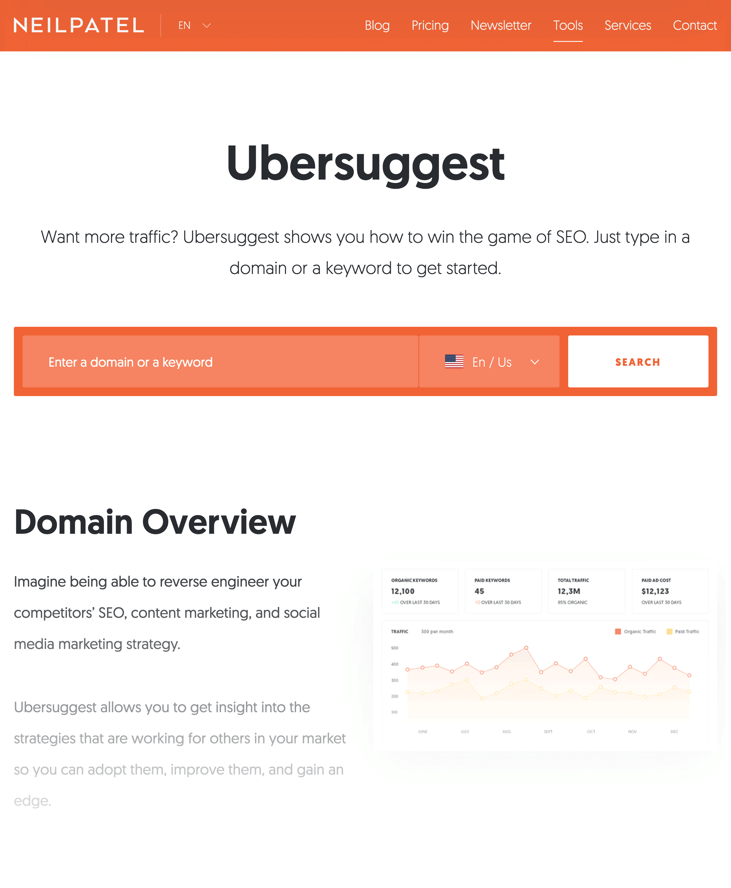 Ubersuggest – Página inicial