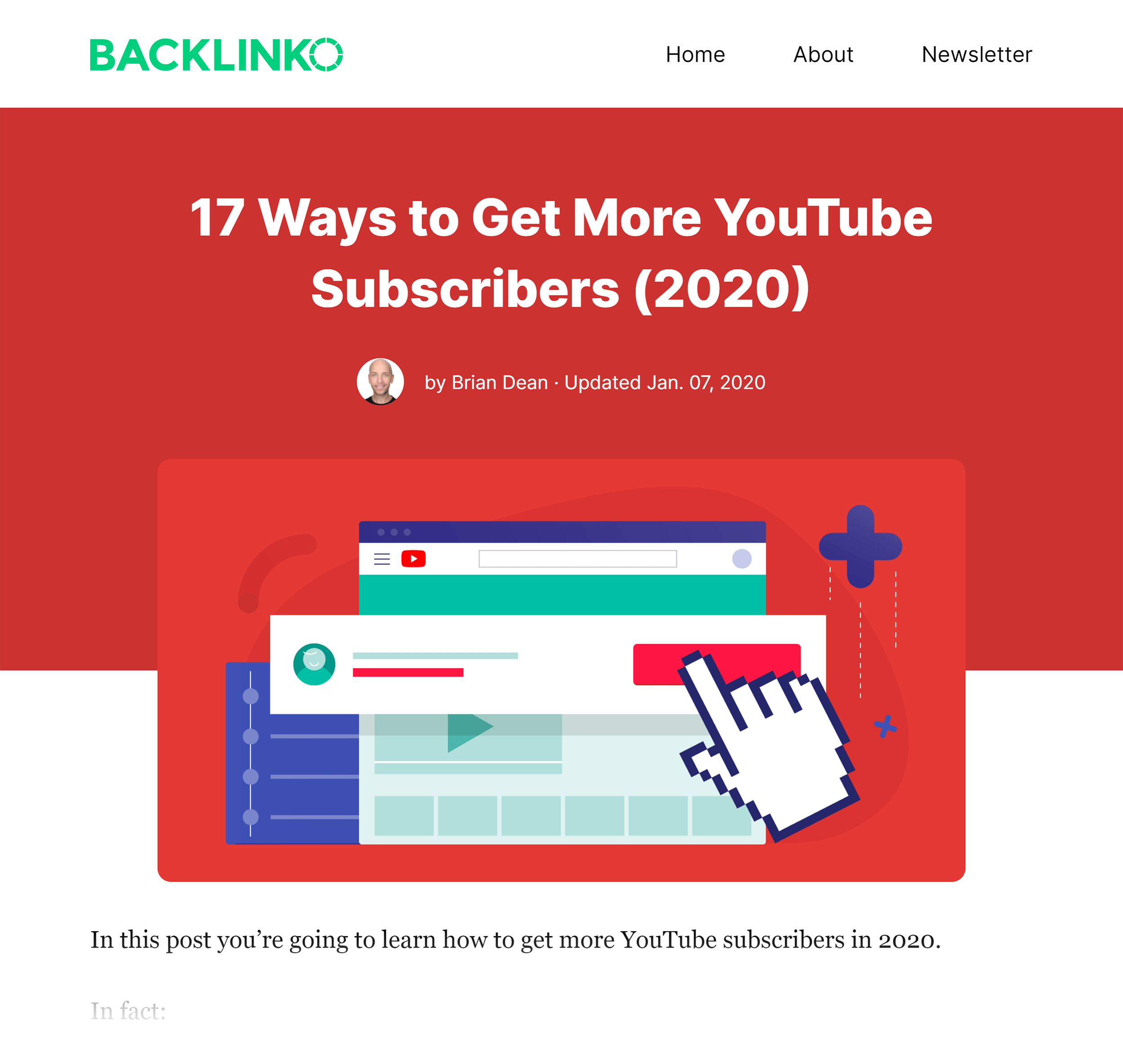 Backlinko – 如何获得 YouTube 订阅者帖子