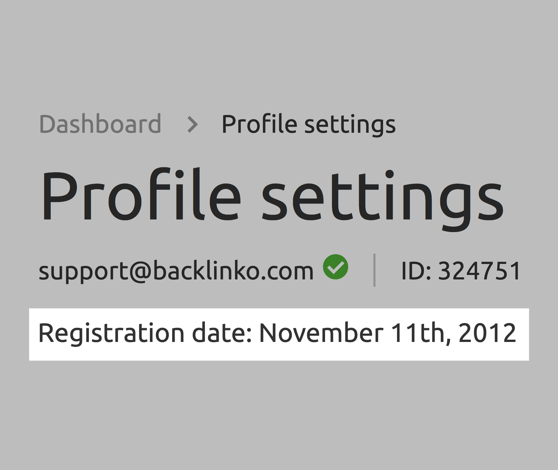 SEMrush – Profile – Registration date