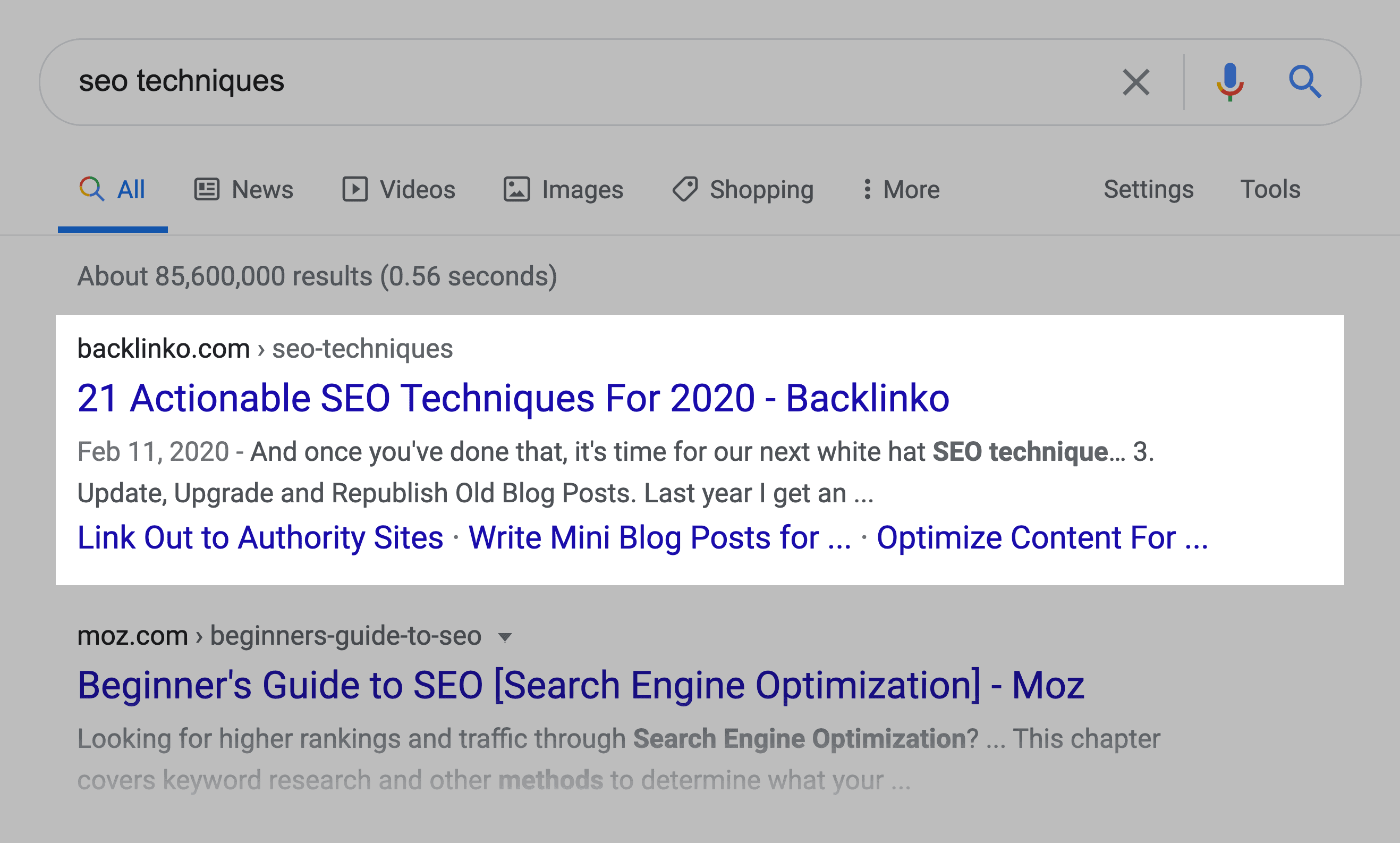 SEO techniques post – Sitelinks in SERP SEO techniques post – Sitelinks in SERP