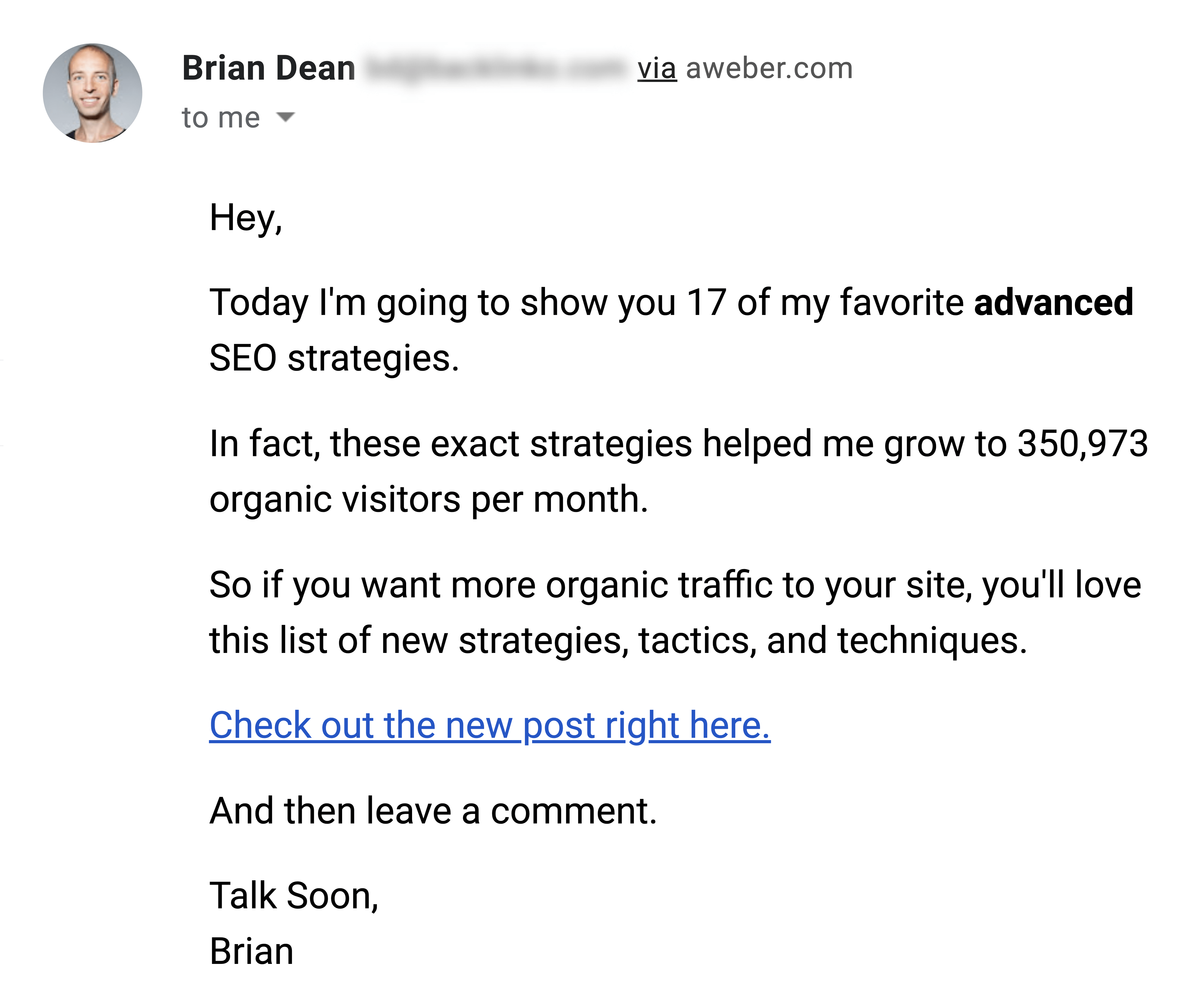 Advanced SEO Strategies Post Announcement Email