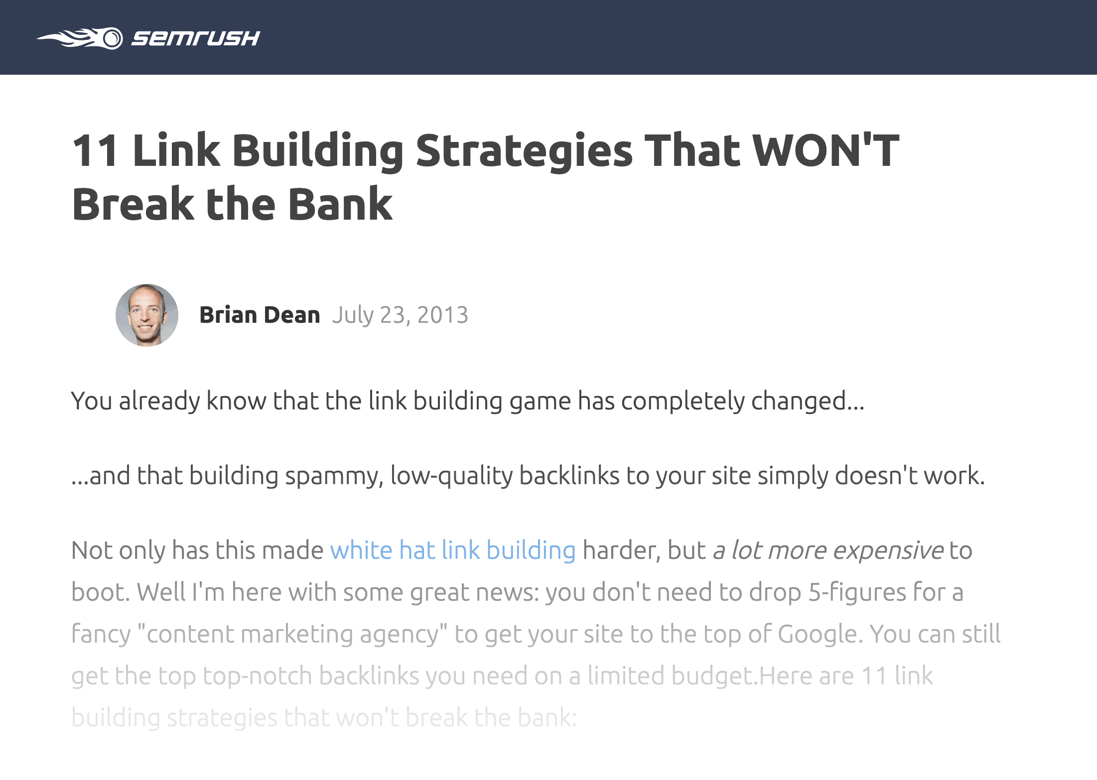 Brian Dean – Semrush Guest Ghost