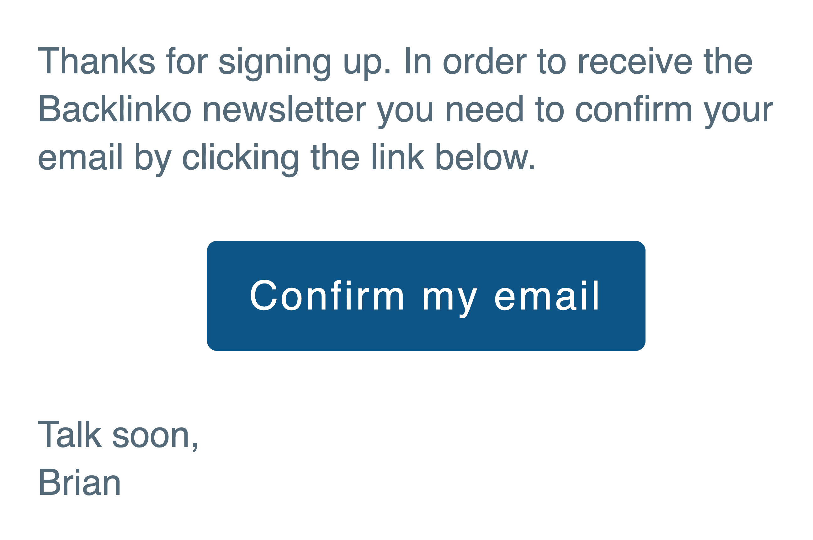 Backlinko – Newsletter Confirmation Email