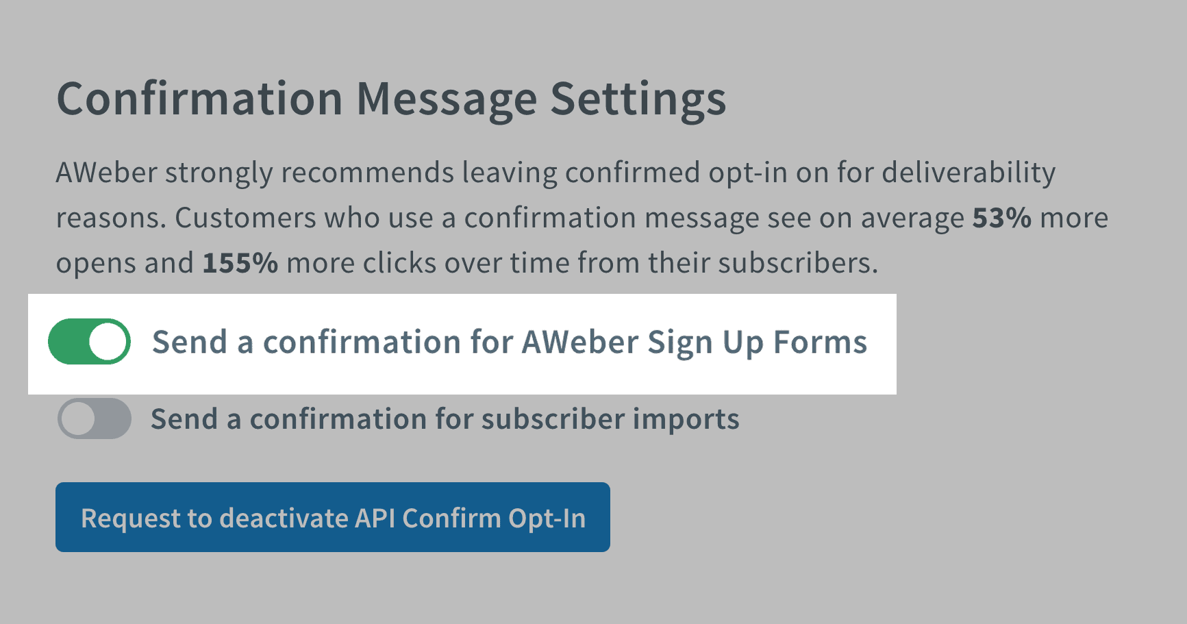 Confirmation Message Settings