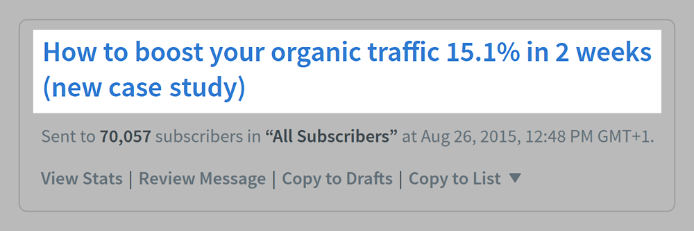 Early Backlinko Email Subject Line