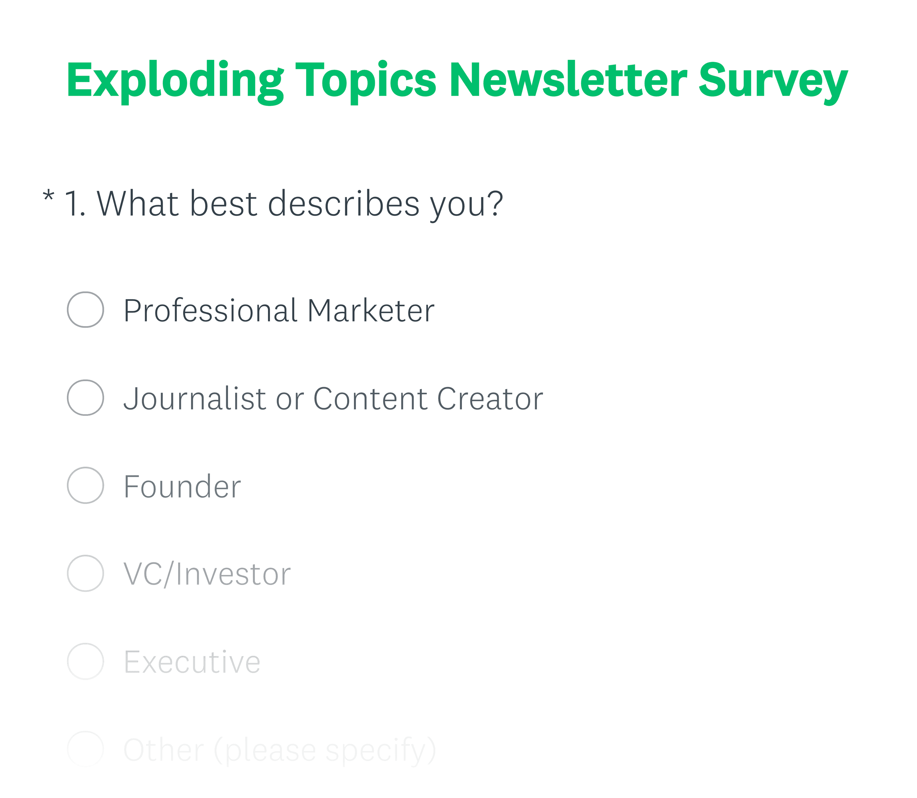 Exploding Topics – Newsletter Survey