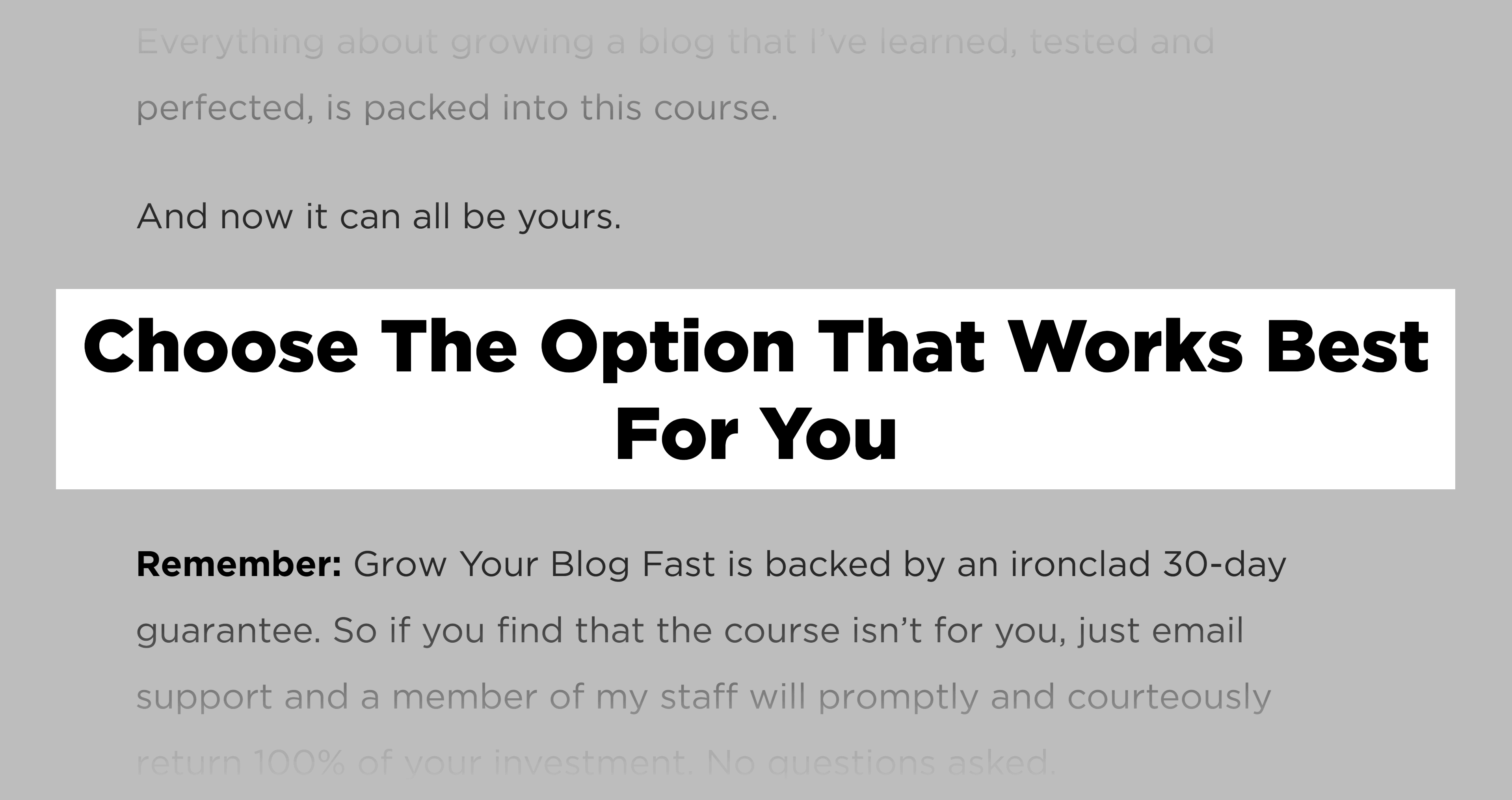 GYBF – Choose The Option That Works Best For You