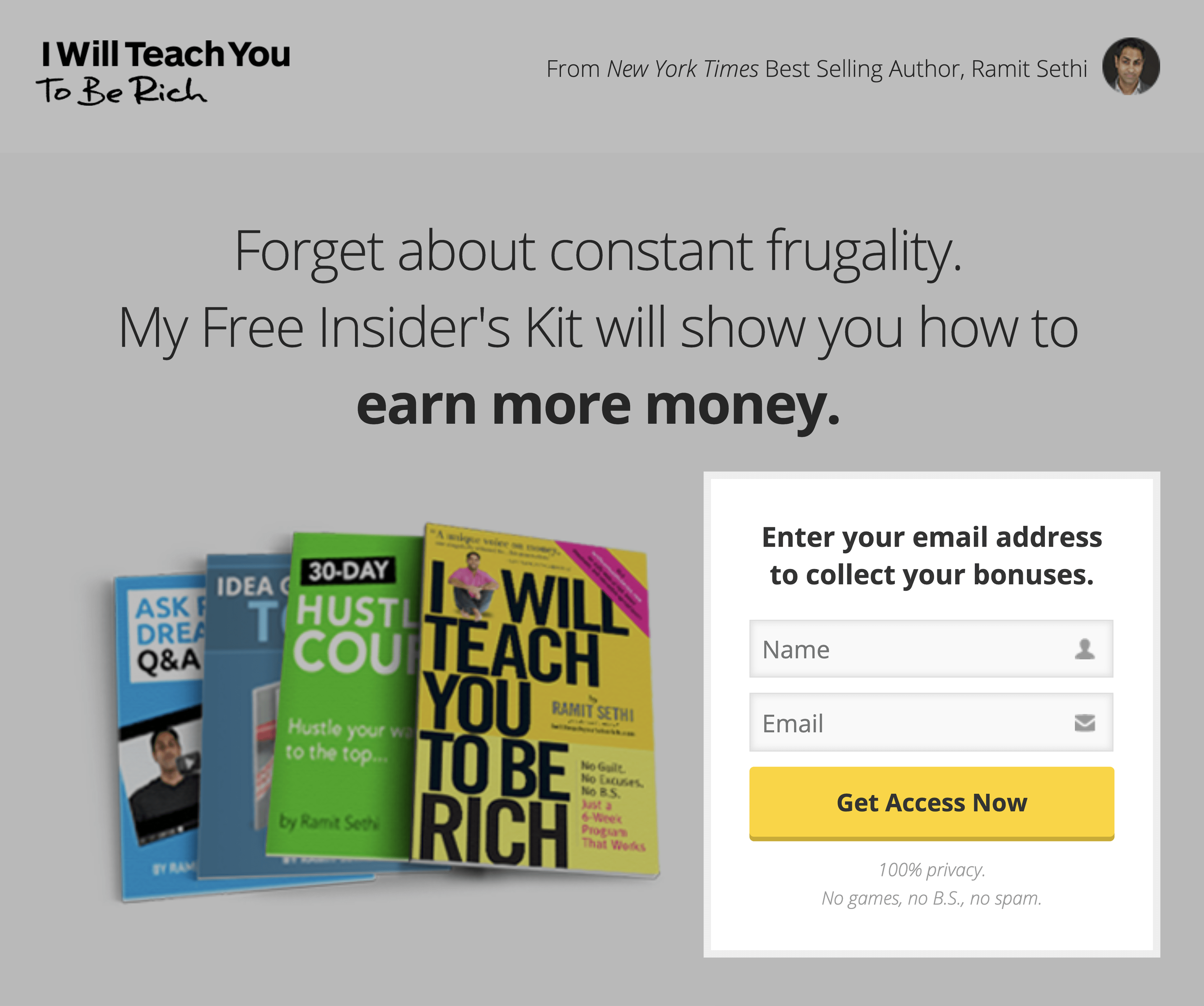 Ramit Sethi – I Will Teach You To Be Rich Squeeze Page