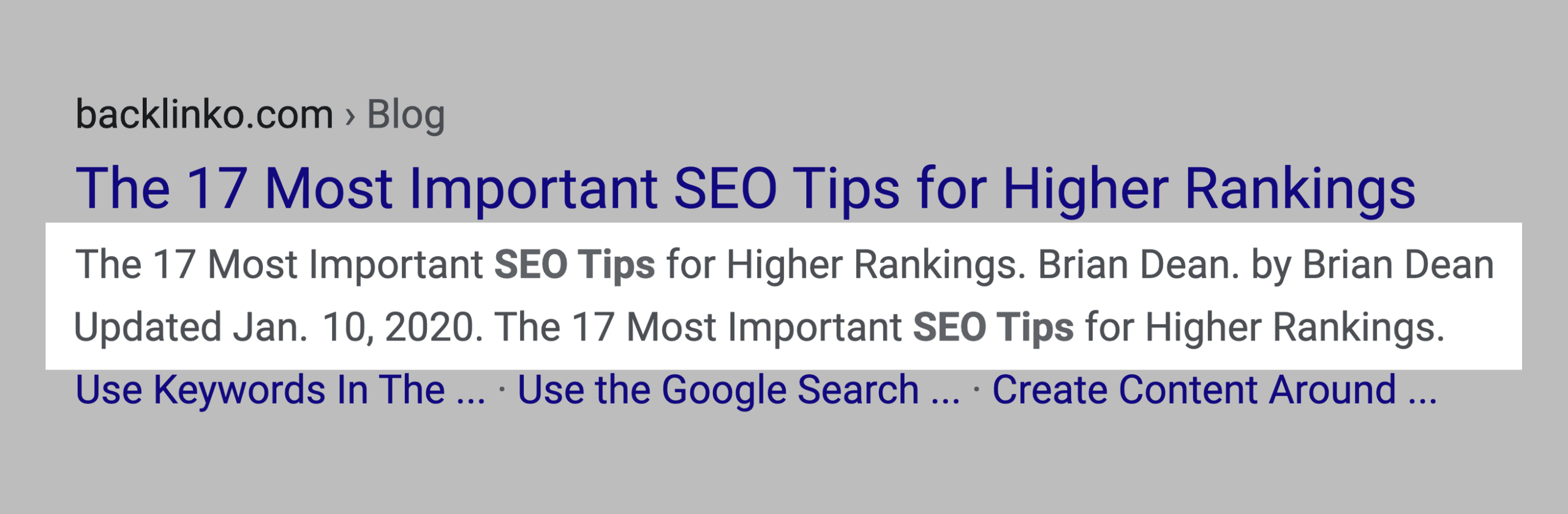 SEO Tips SERPs Bold Keywords