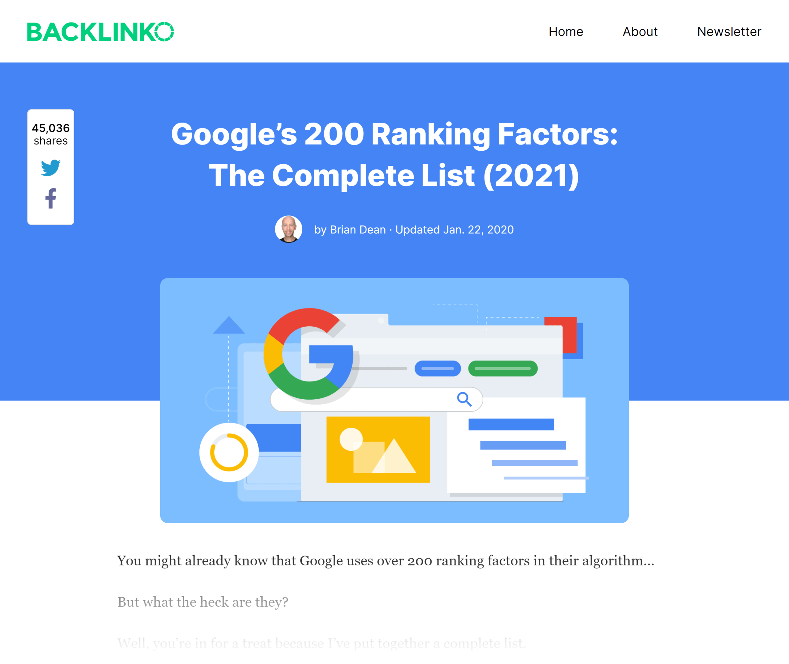 Backlinko - Google ranking factors