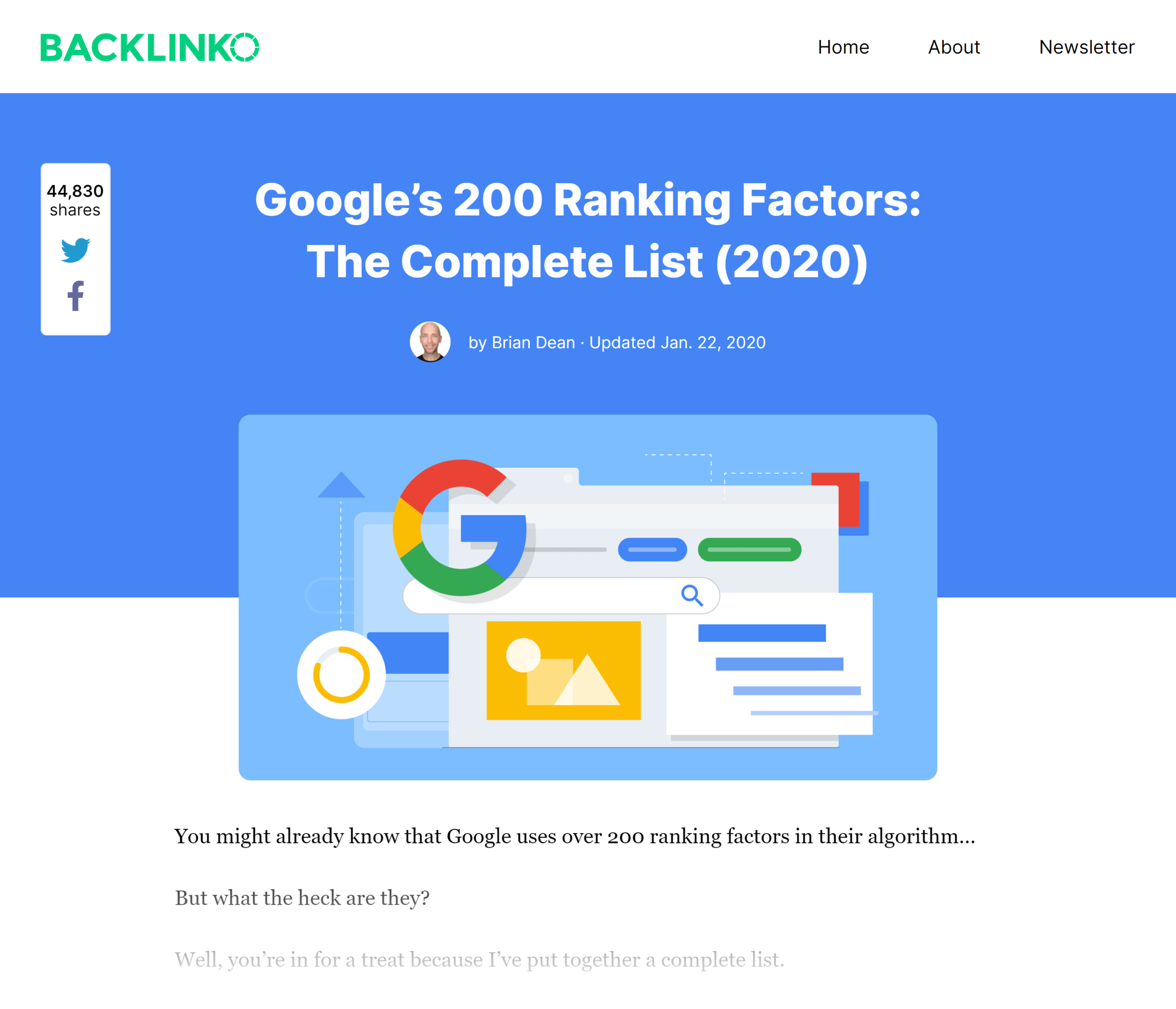 Backlinko – منشور عوامل الترتيب في Google