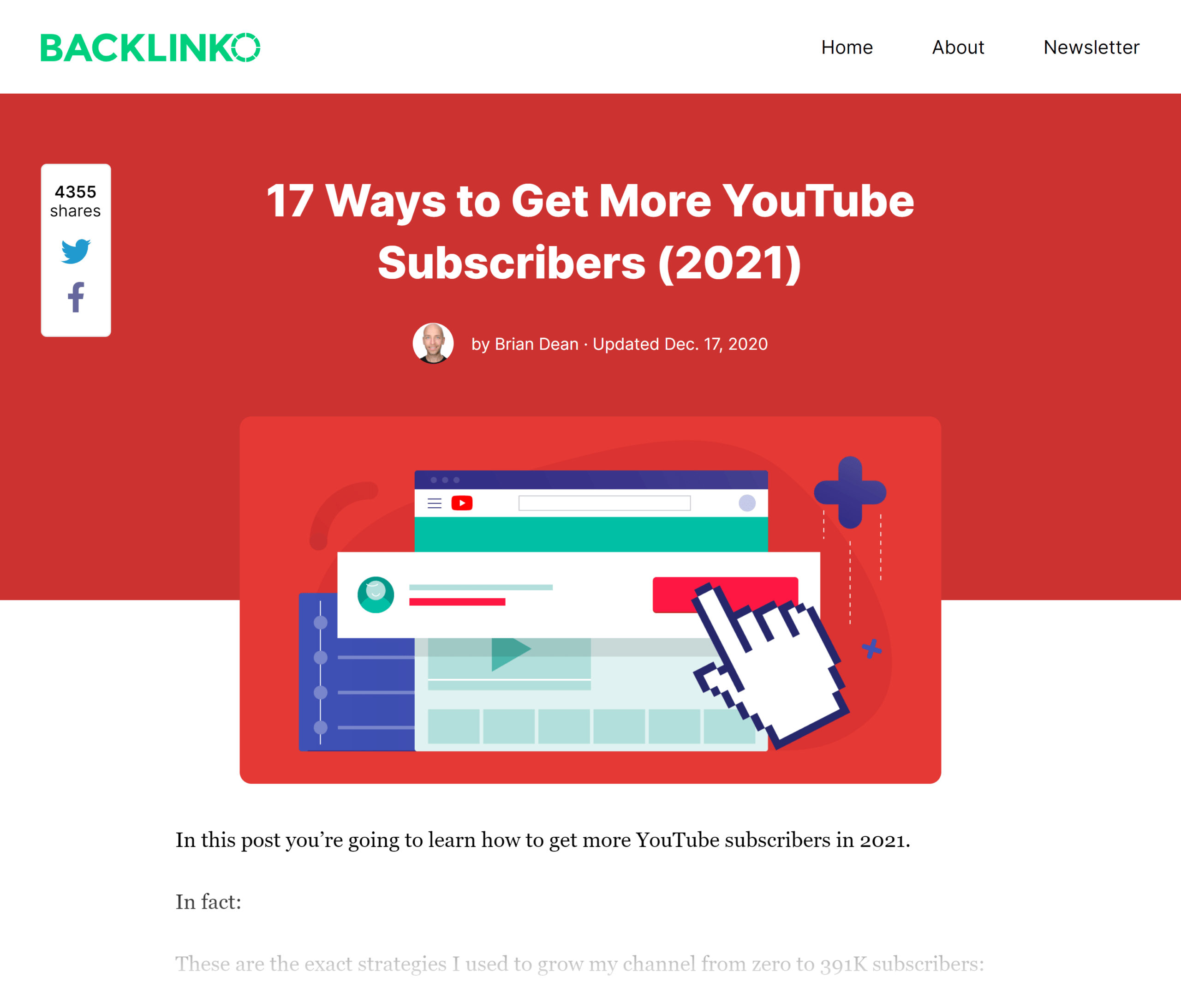 Backlinko – Como conseguir assinantes do YouTube