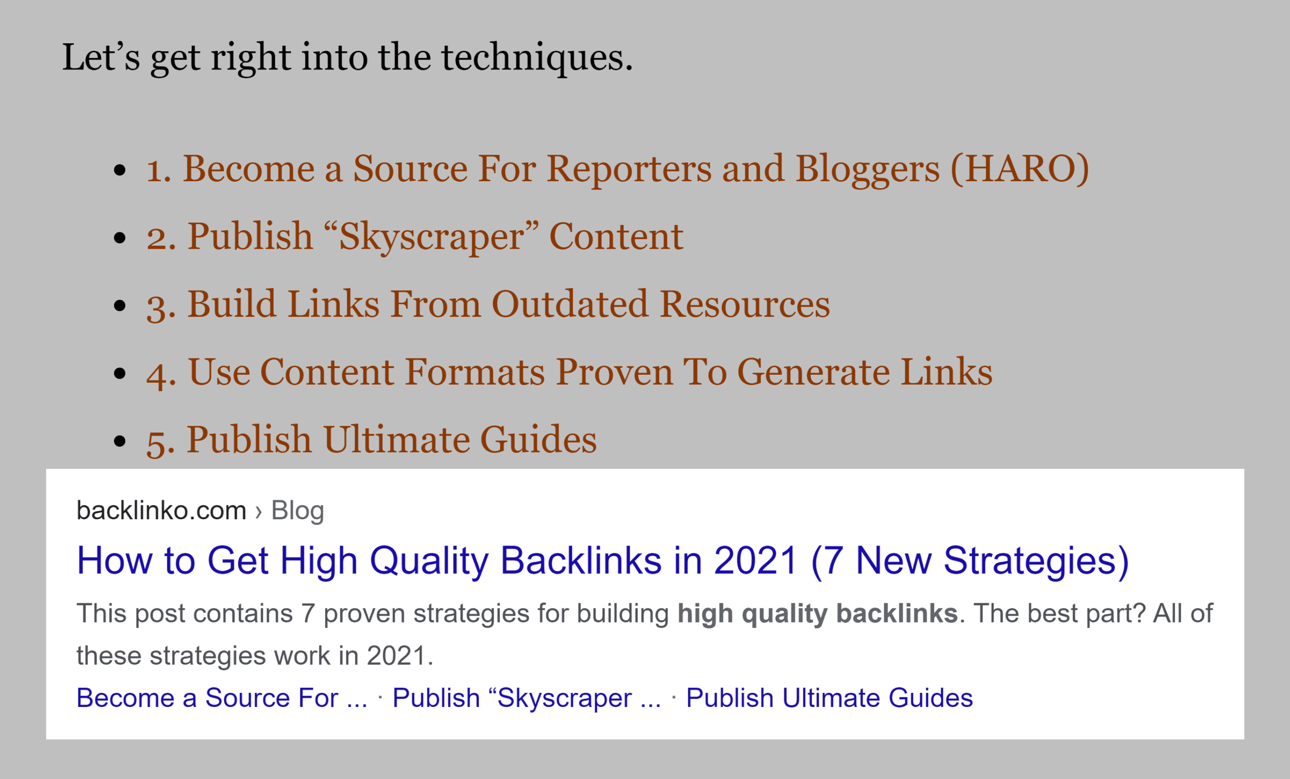 Sitelinks in Google SERP