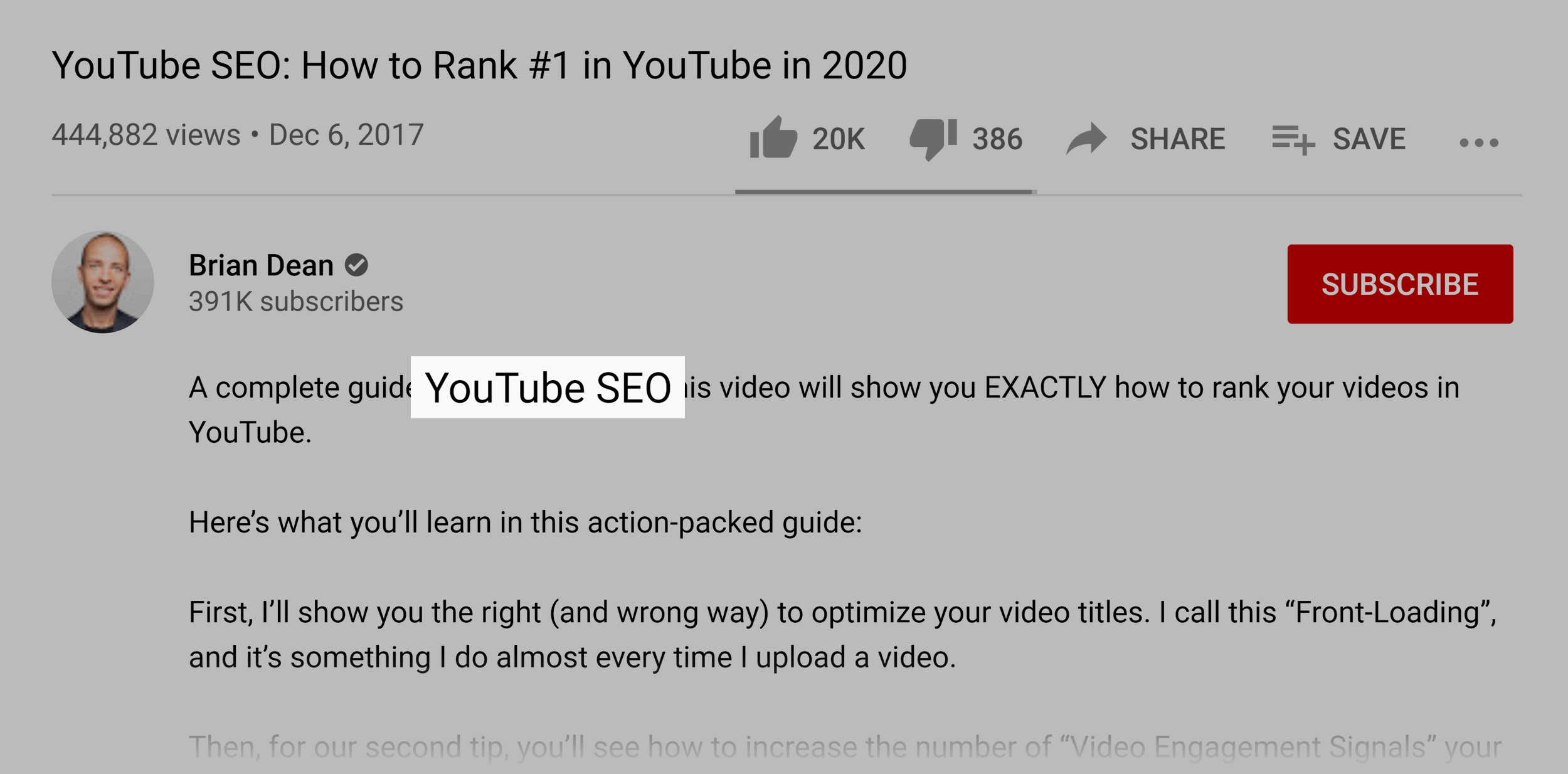 Target keyword in video description Target keyword in video description