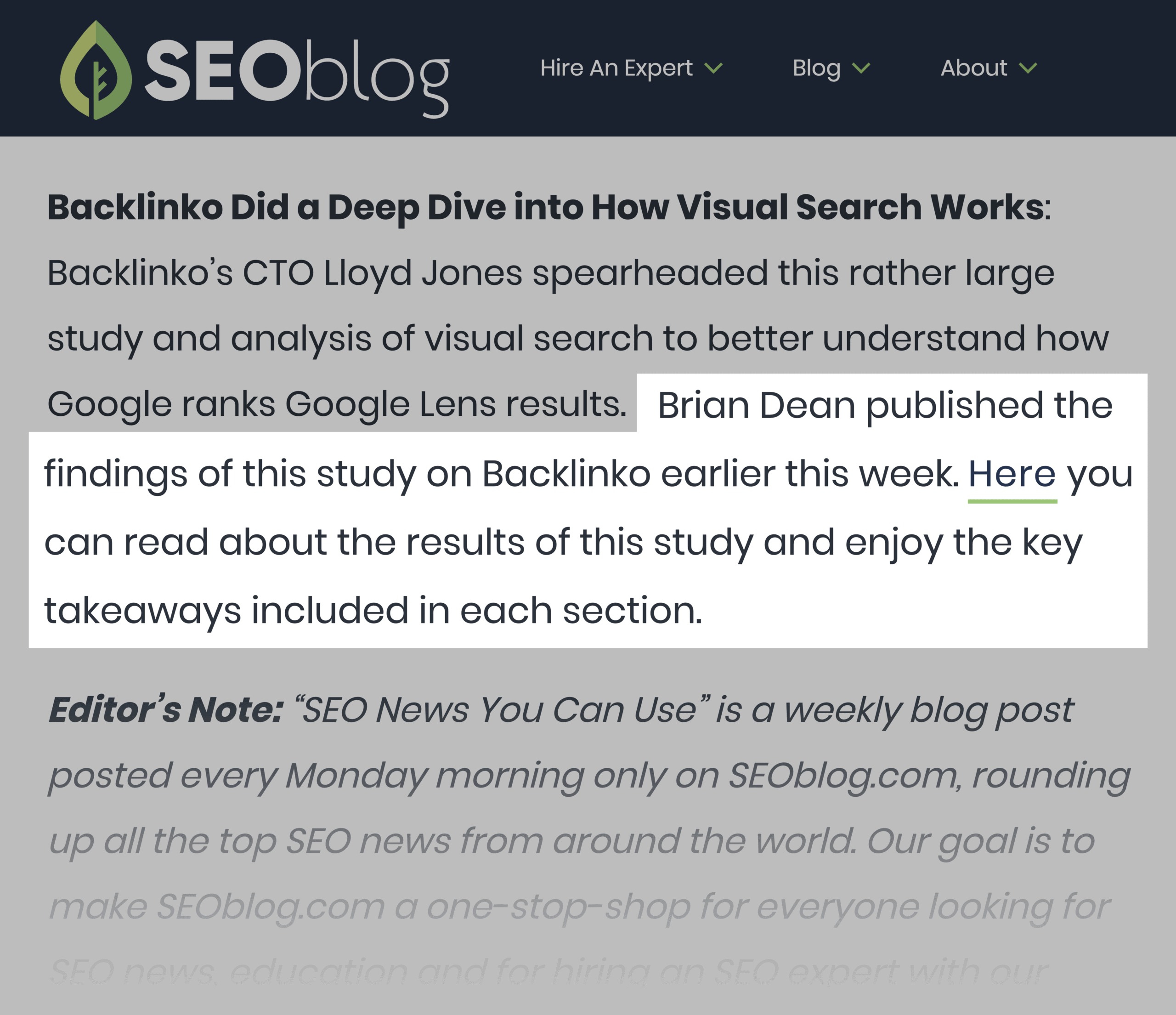 Visual Ranking Factors Backlink On SEOblog