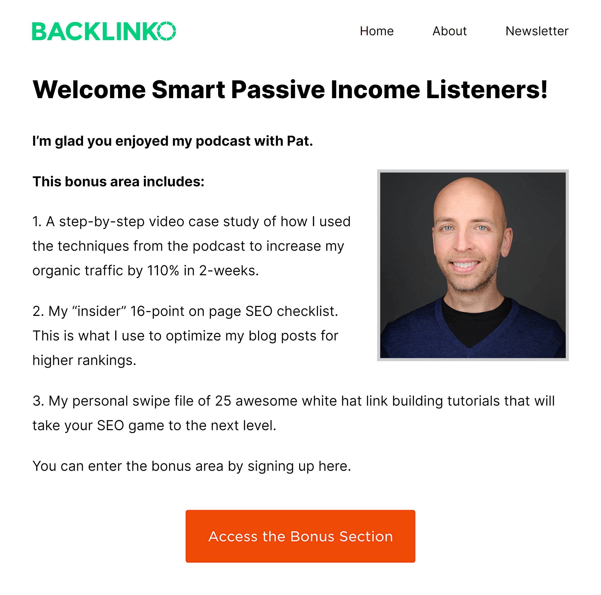 Backlinko – Pat bonus section