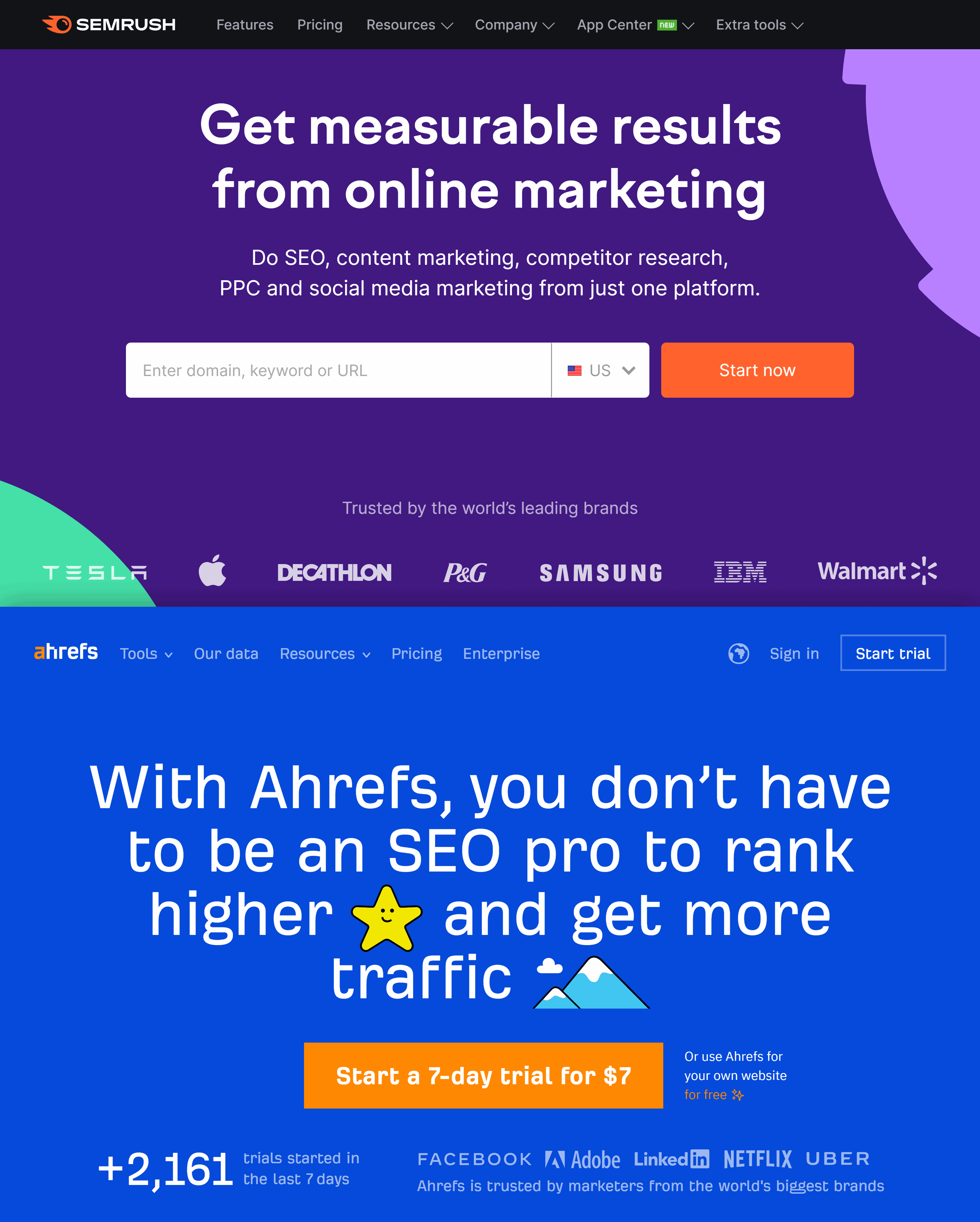 ابزار های سمراش SEMrush و ای اچ رفز Ahrefs