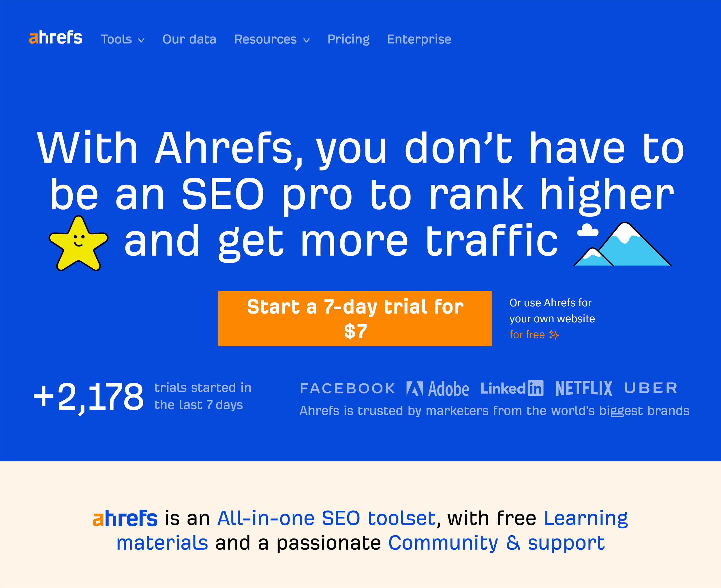 หน้าแรกของ Ahrefs