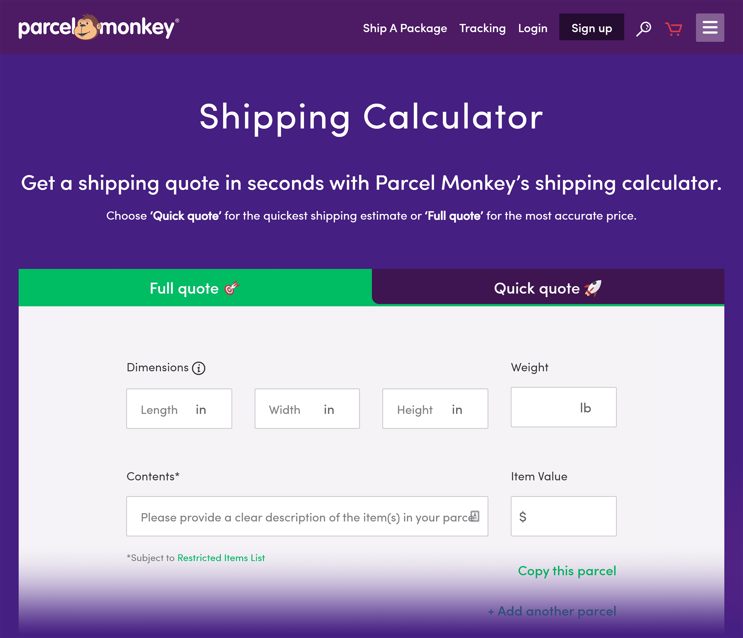 Parcel Monkey – Shipping calculator