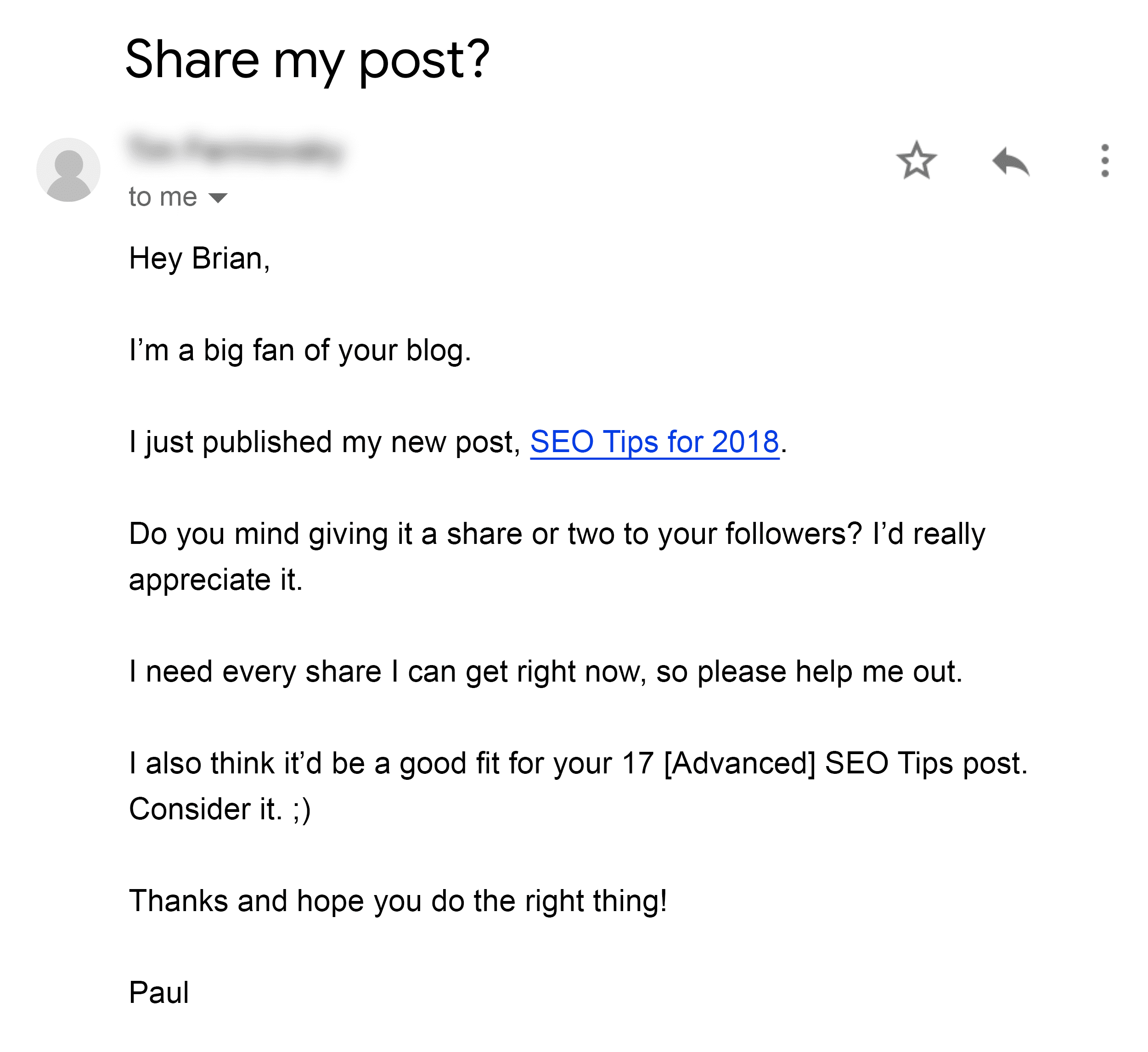 Paul outreach email