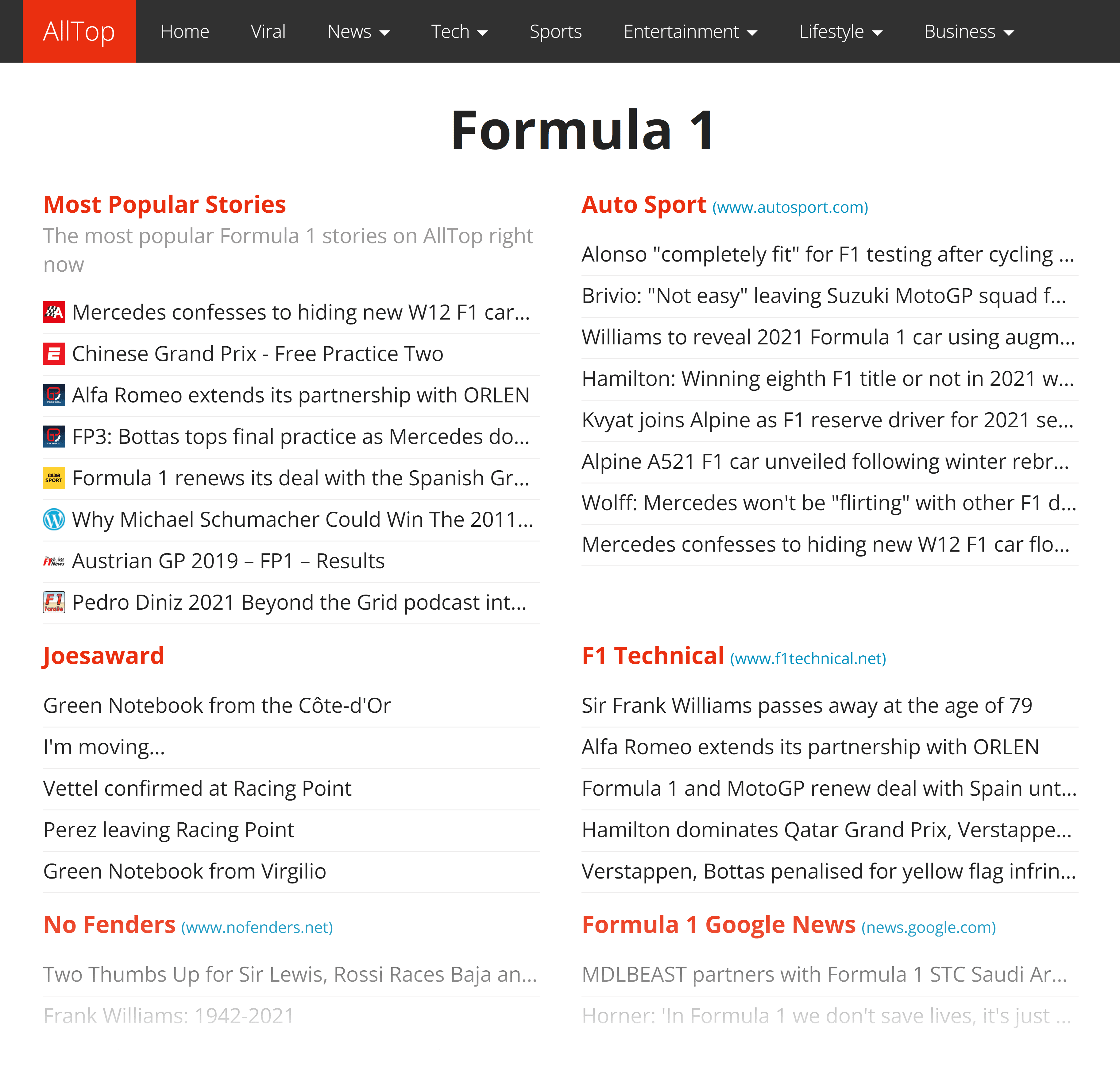 AllTop – Formula 1 pages