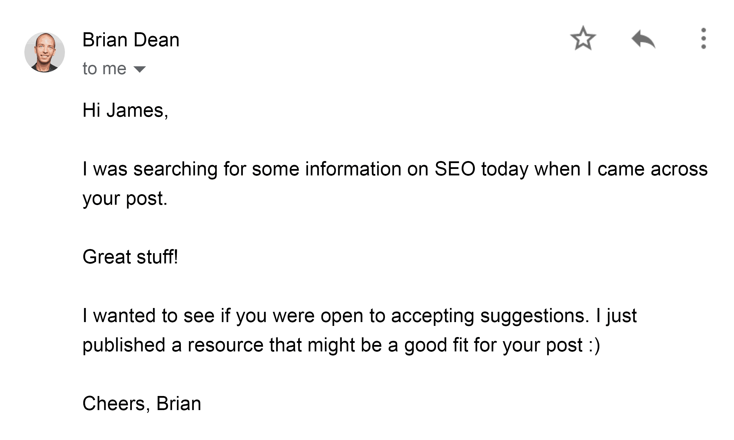 Brian&#039;s generic outreach email