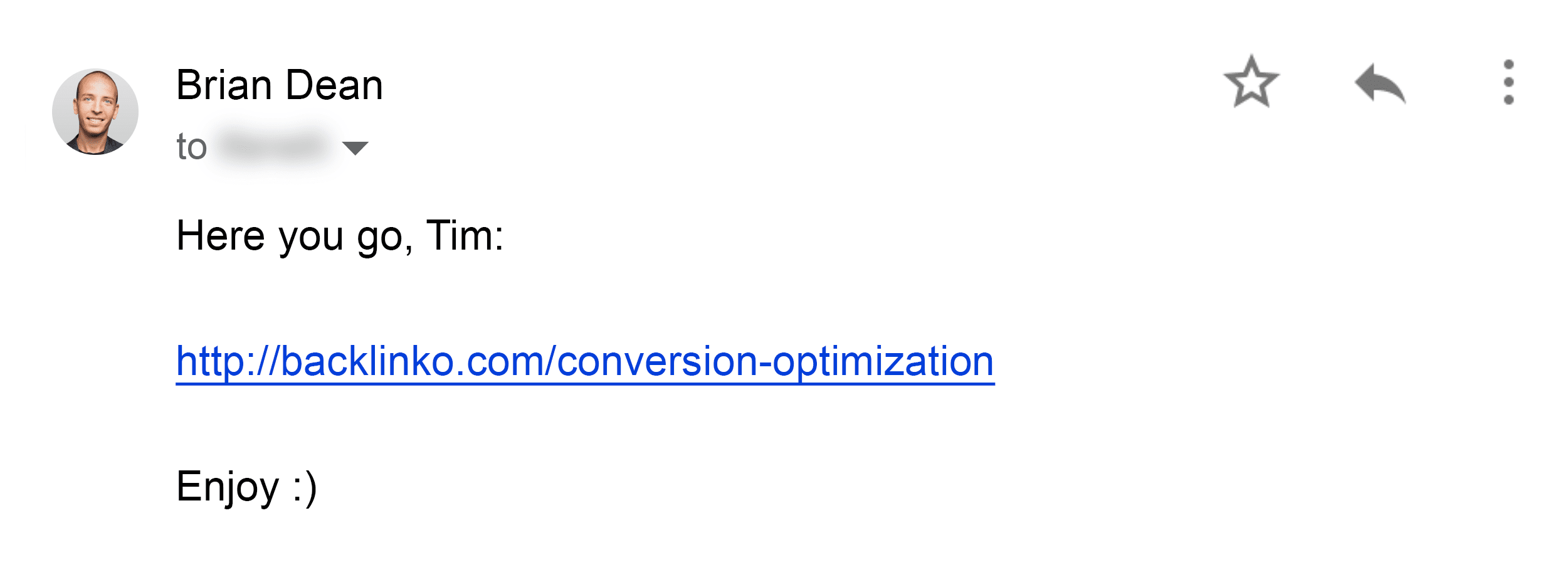 Brian's outreach email – Conversion optimization – Reply