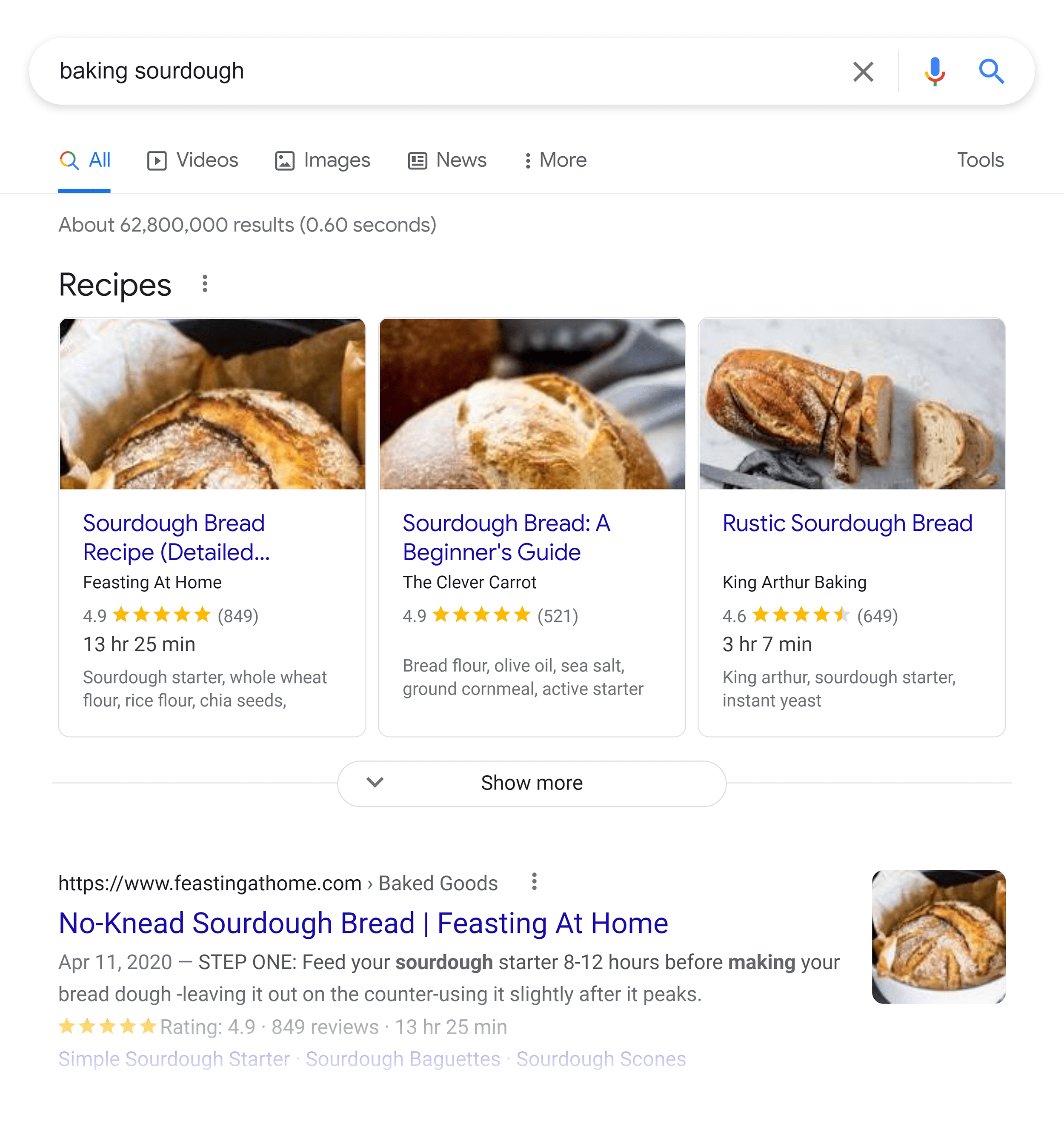 Google SERP – การอบ sourdough