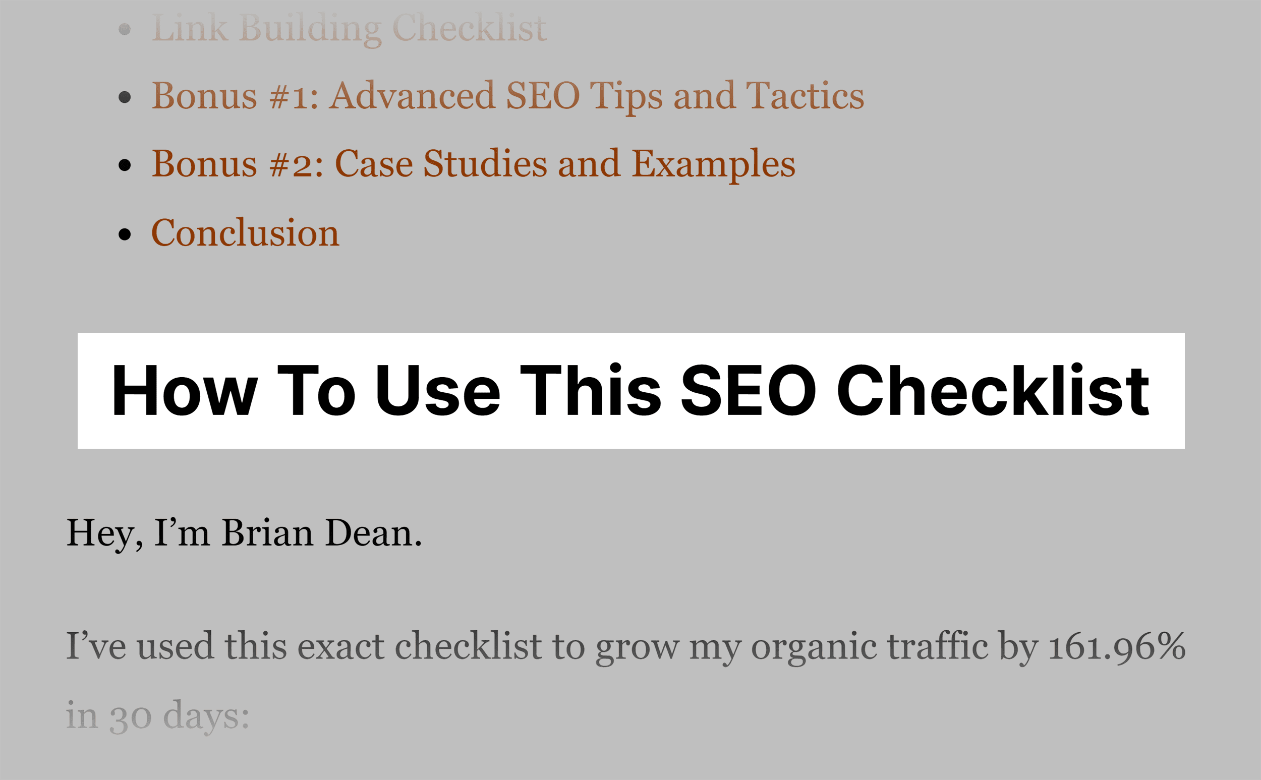 SEO checklist – Sub header