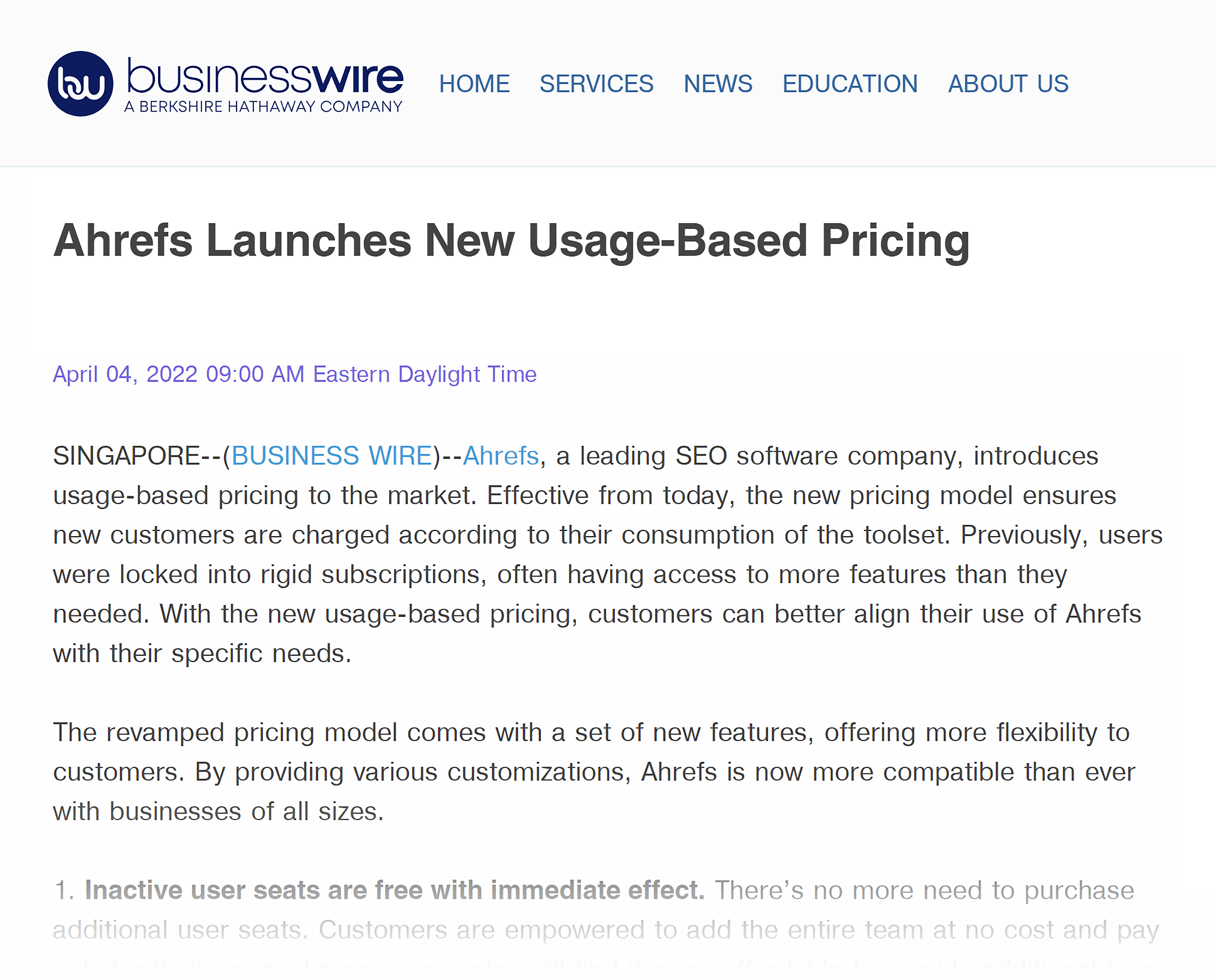 BusinessWire – Ahrefs launches new pricing